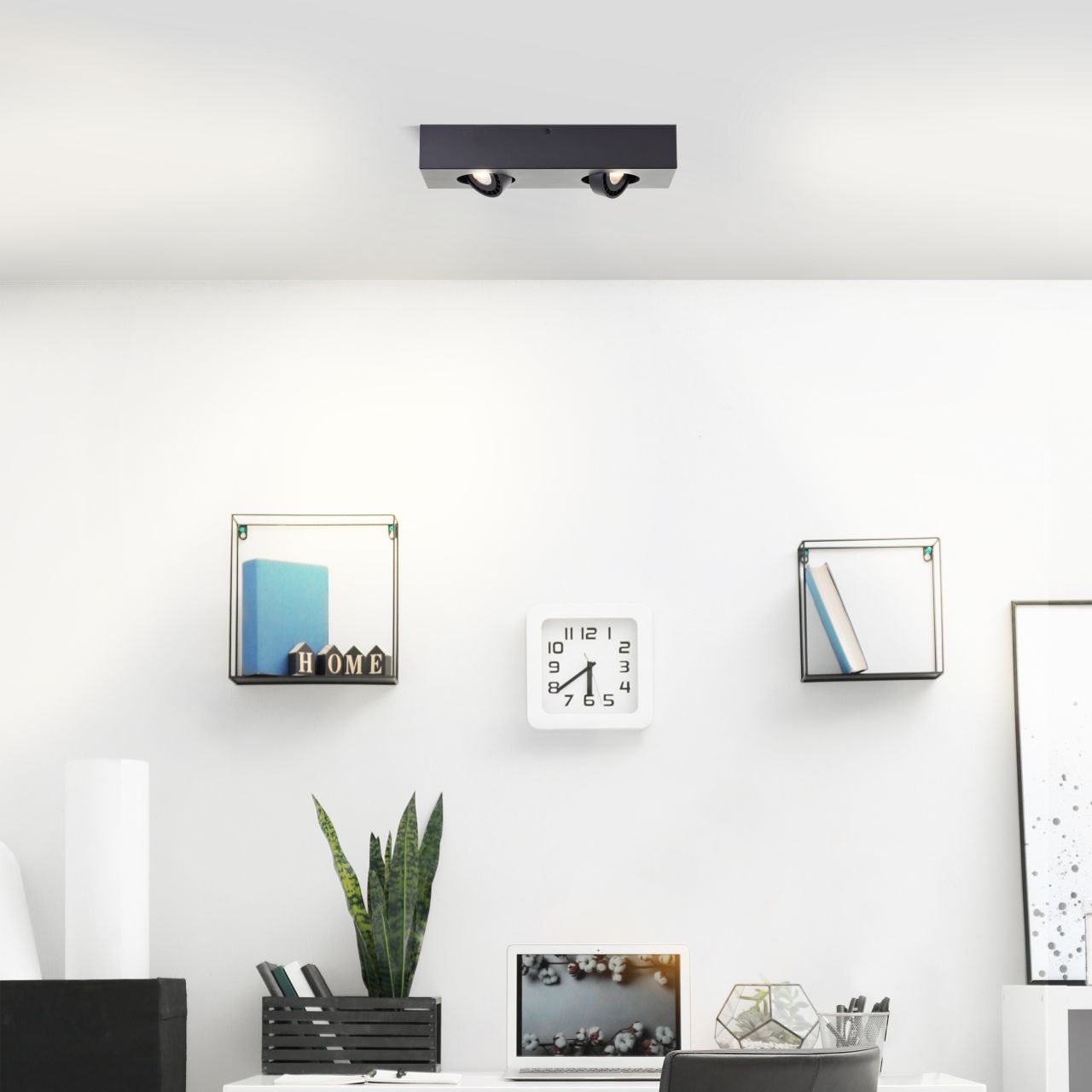 Brilliant Deckenleuchte »Doro«, 2 flammig, Leuchtmittel GU10 | LED wechselbar, 9 x 40 x 15 cm, 2x GU10, 345 lm, warmweiß, schwenkbar, Metall, schwarz