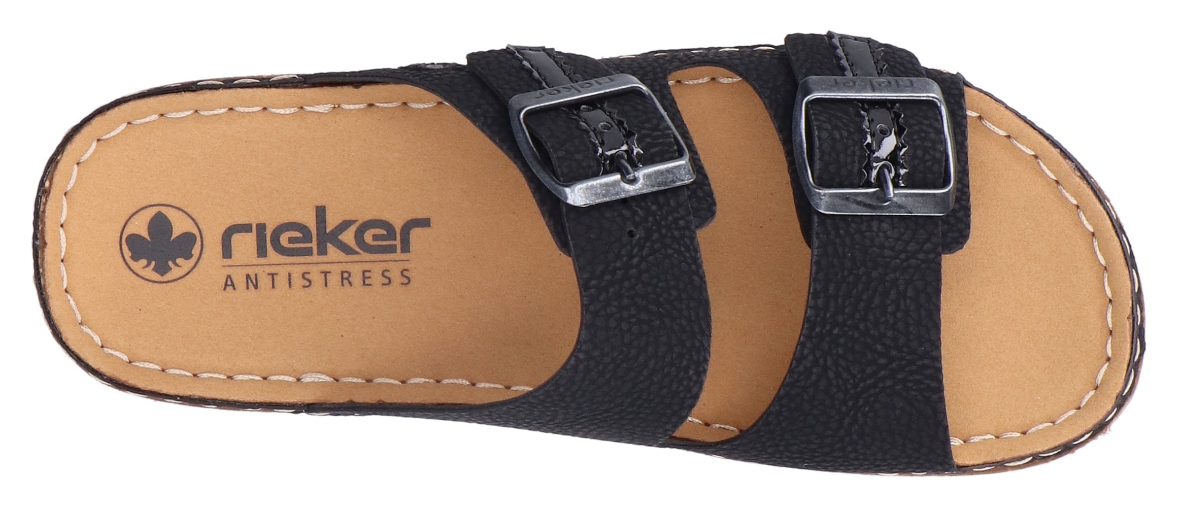 Rieker Pantolette, Sommerschuh, Schlappen, Hausschuh mit verstellbaren Schnallen