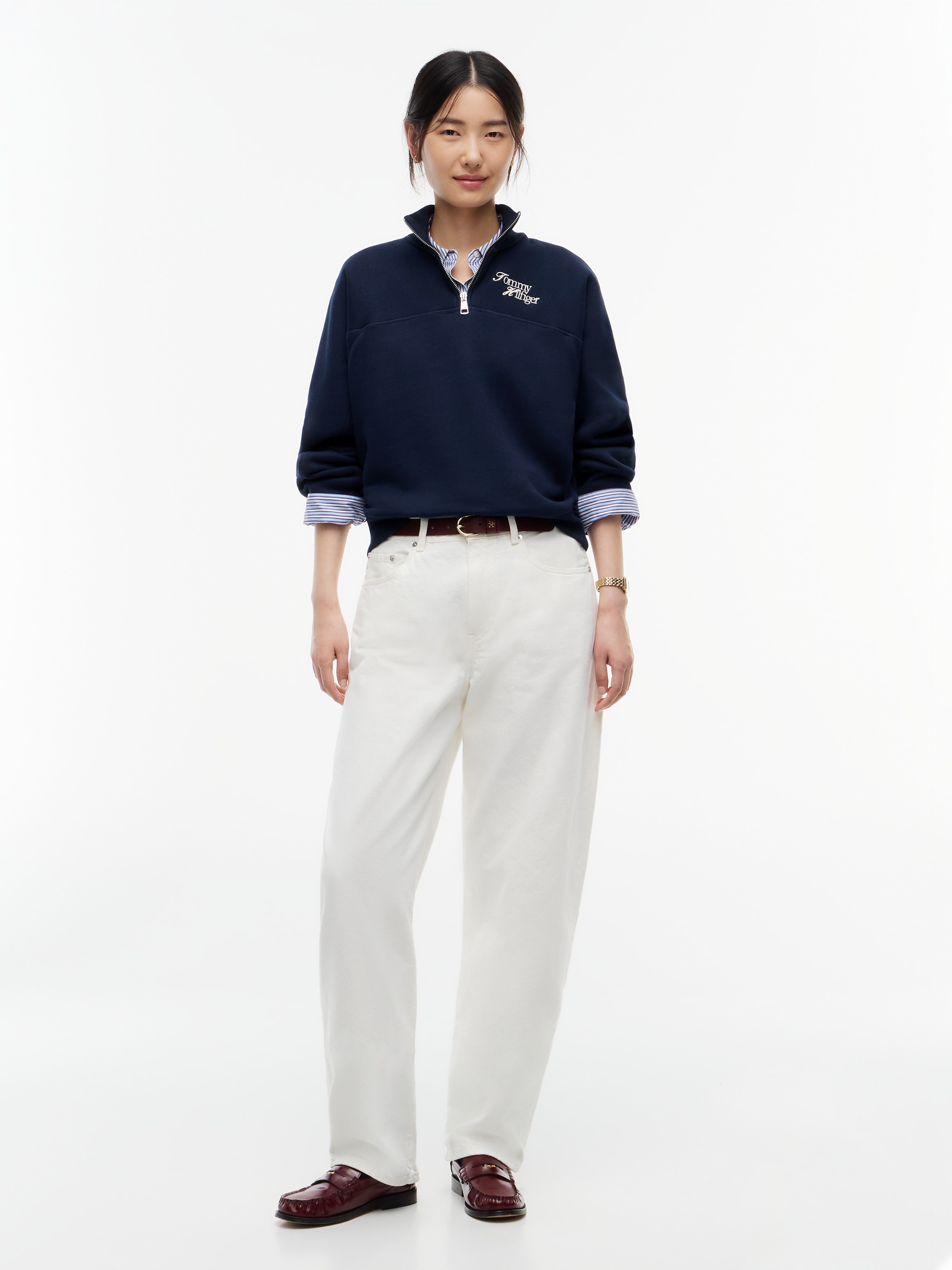 Tommy Hilfiger Sweatshirt »SCRIPT REG MK-NK HALF ZIP SWT«, Baumwollmischung
