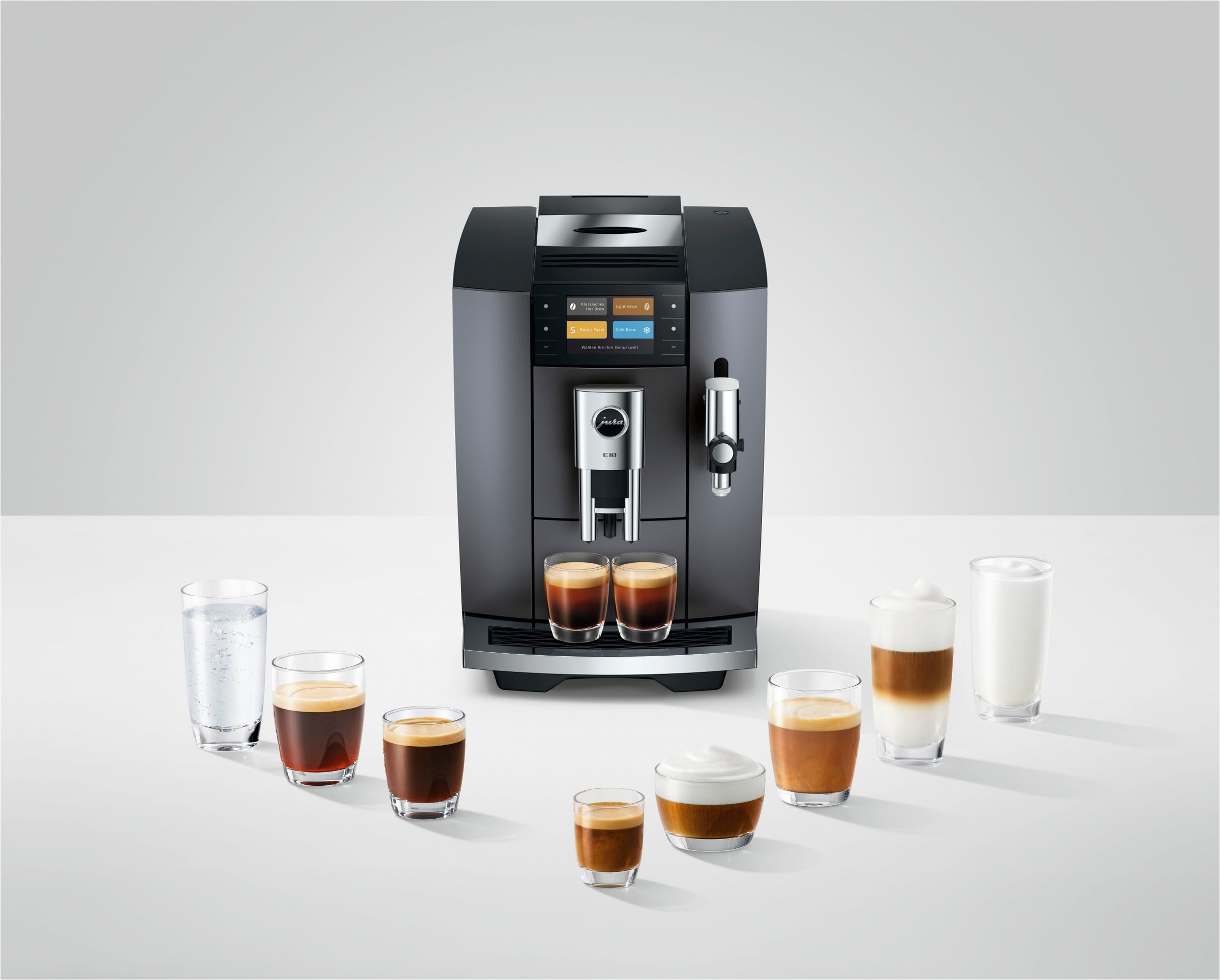 JURA Kaffeevollautomat »15743 E10 (EA), Onyx Grey« 36 Spezialitäten, Light & Cold Brew & Sweet Foam