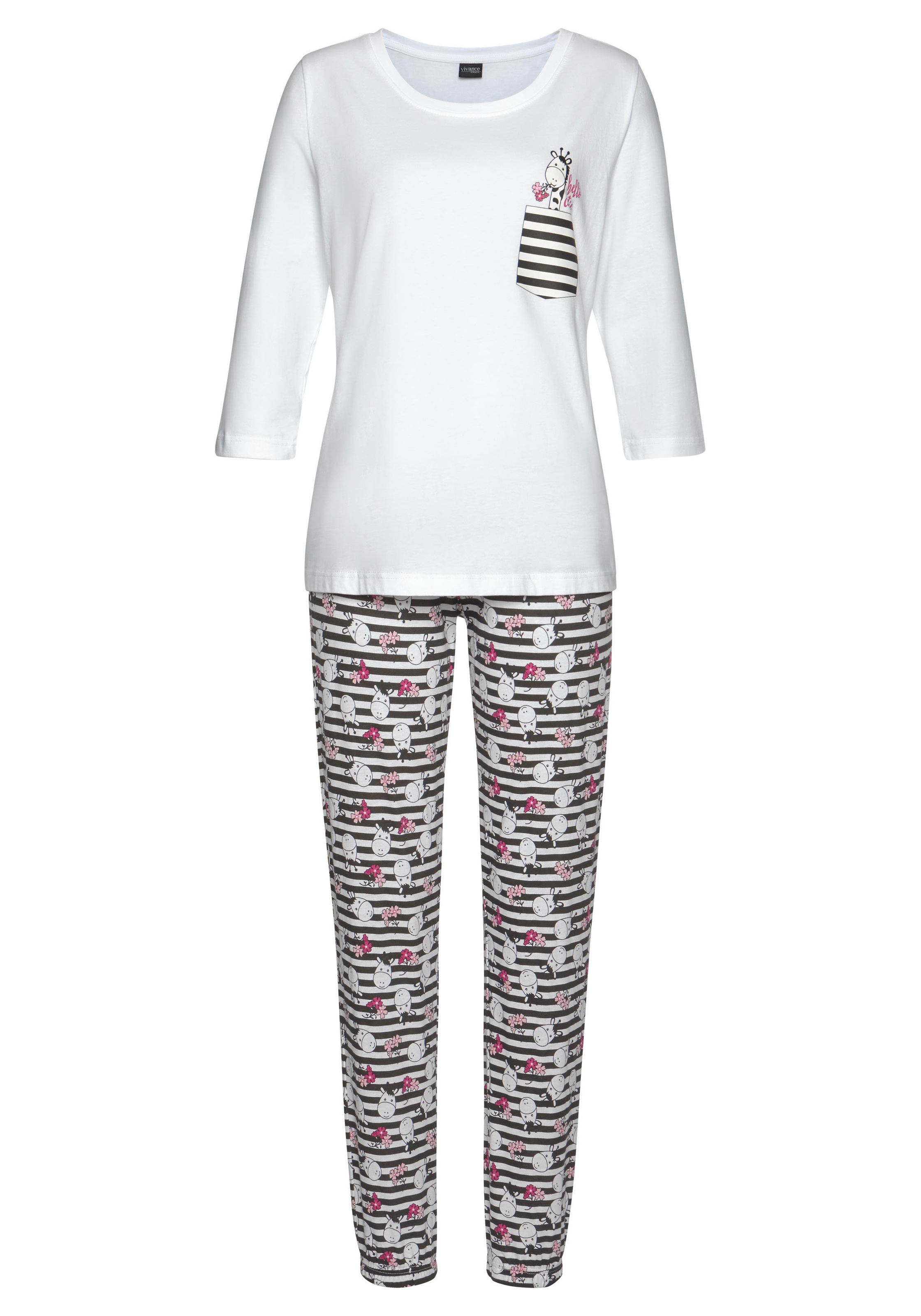 Vivance Dreams Pyjama 2 Stk. tlg., mit verspieltem Giraffen-Print günstig online kaufen