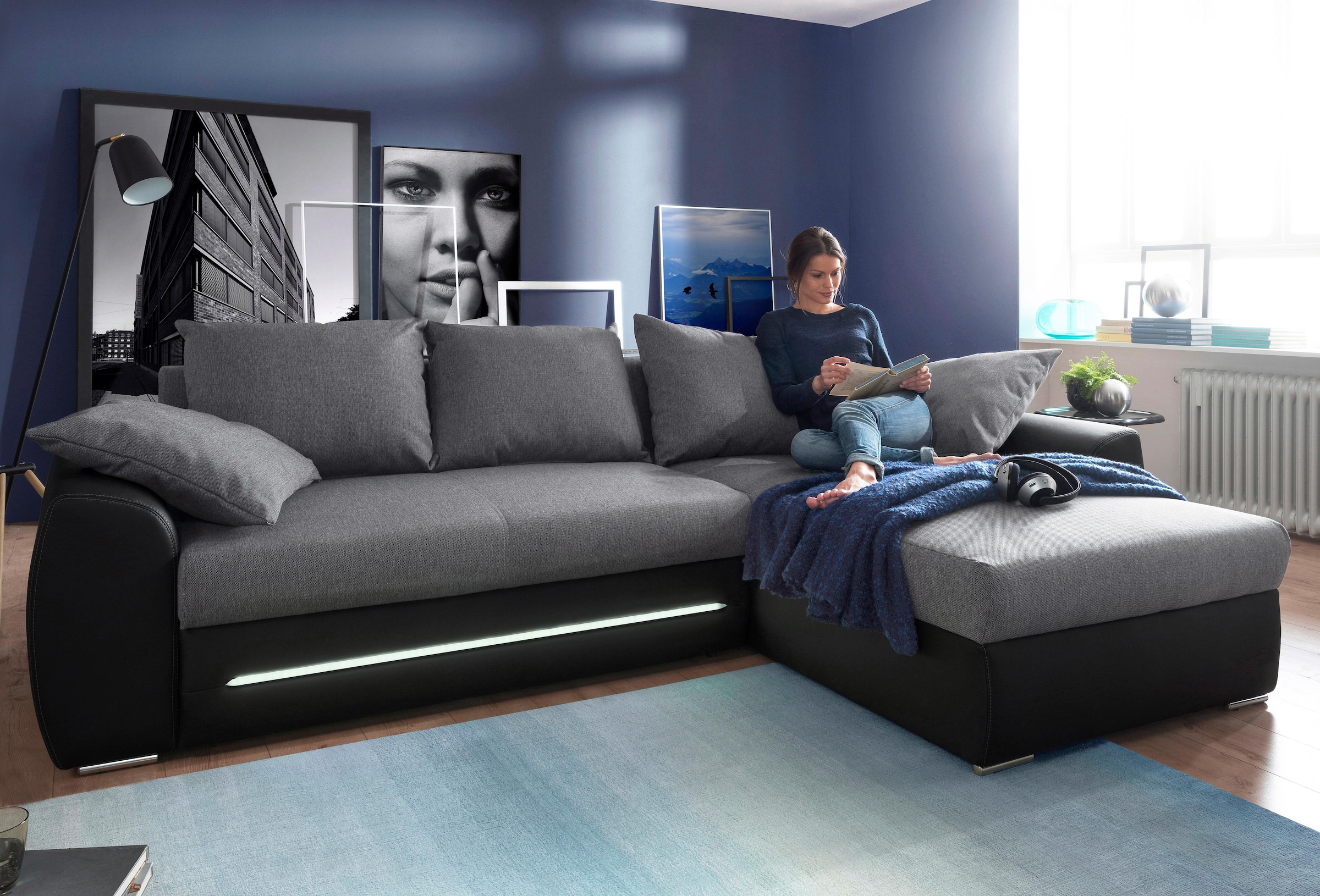 Jockenhöfer Gruppe Ecksofa »Basel«, inklusive LED-Beleuchtung, mit  Bettfunktion und Bettkasten bestellen | BAUR