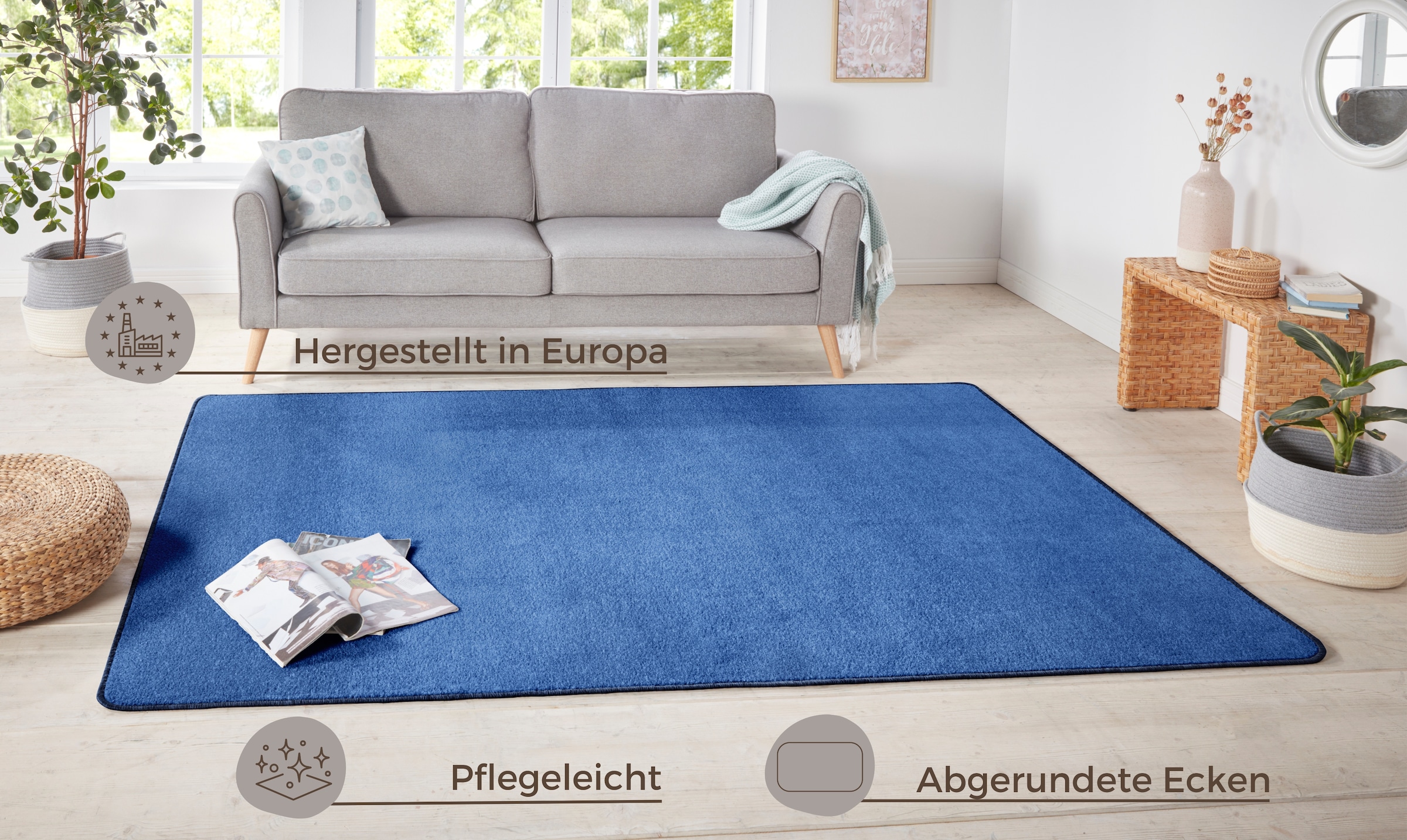 HANSE Home Teppich »Shashi«, rechteckig, 8,5 mm Höhe, Kurzflor, Unifarben, Läufer, weich, Esszimmer, Kinderzimmer, Flur