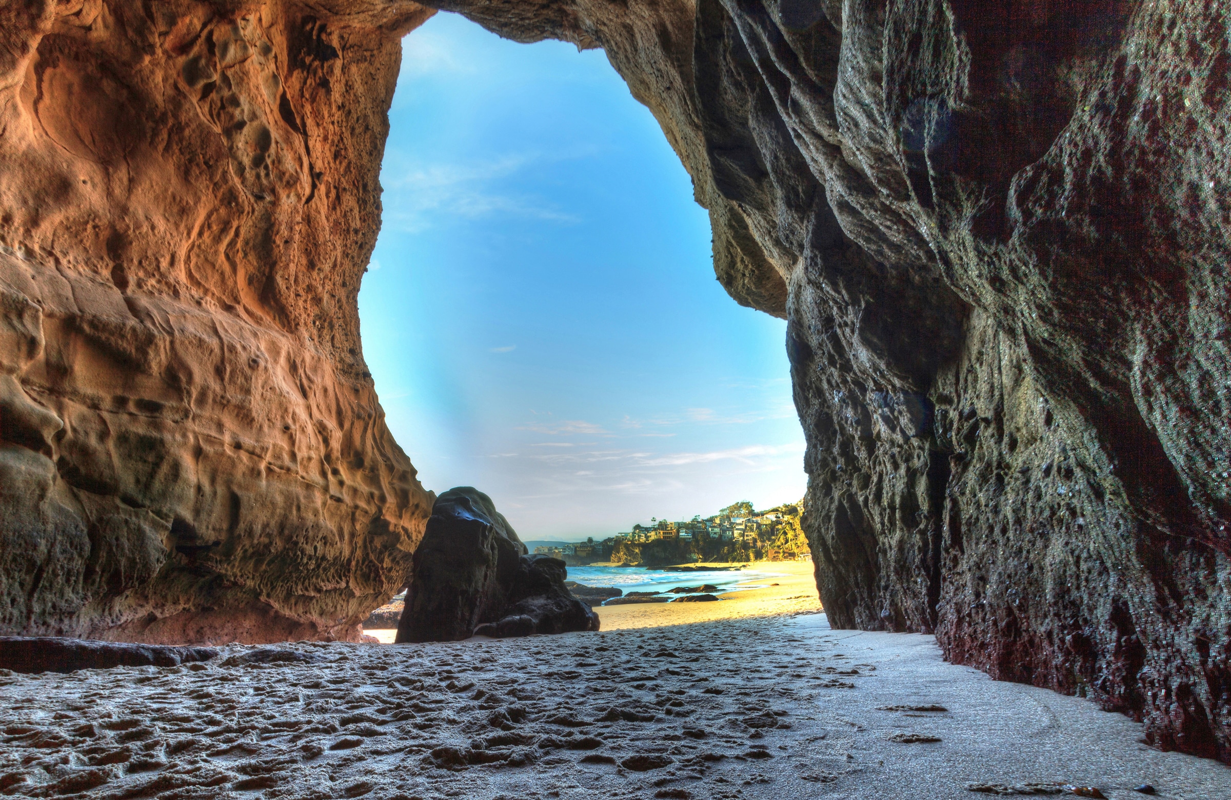 Papermoon Fototapete "GROTTE-HÖHLE LAGUNA BEACH MEER FELSEN GEBIRGE DÜNEN"