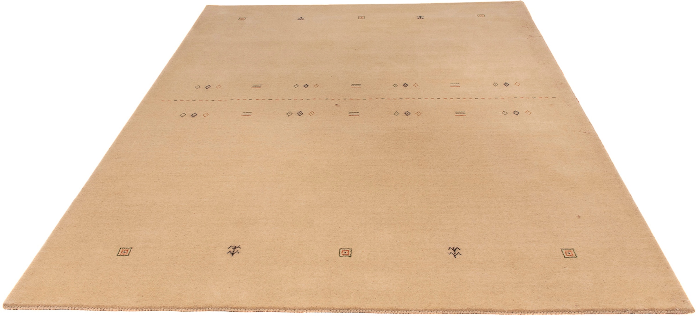 morgenland Wollteppich »Gabbeh - Loribaft Softy - 240 x 175 cm - beige«, rechteckig, Wohnzimmer, Einzelstück
