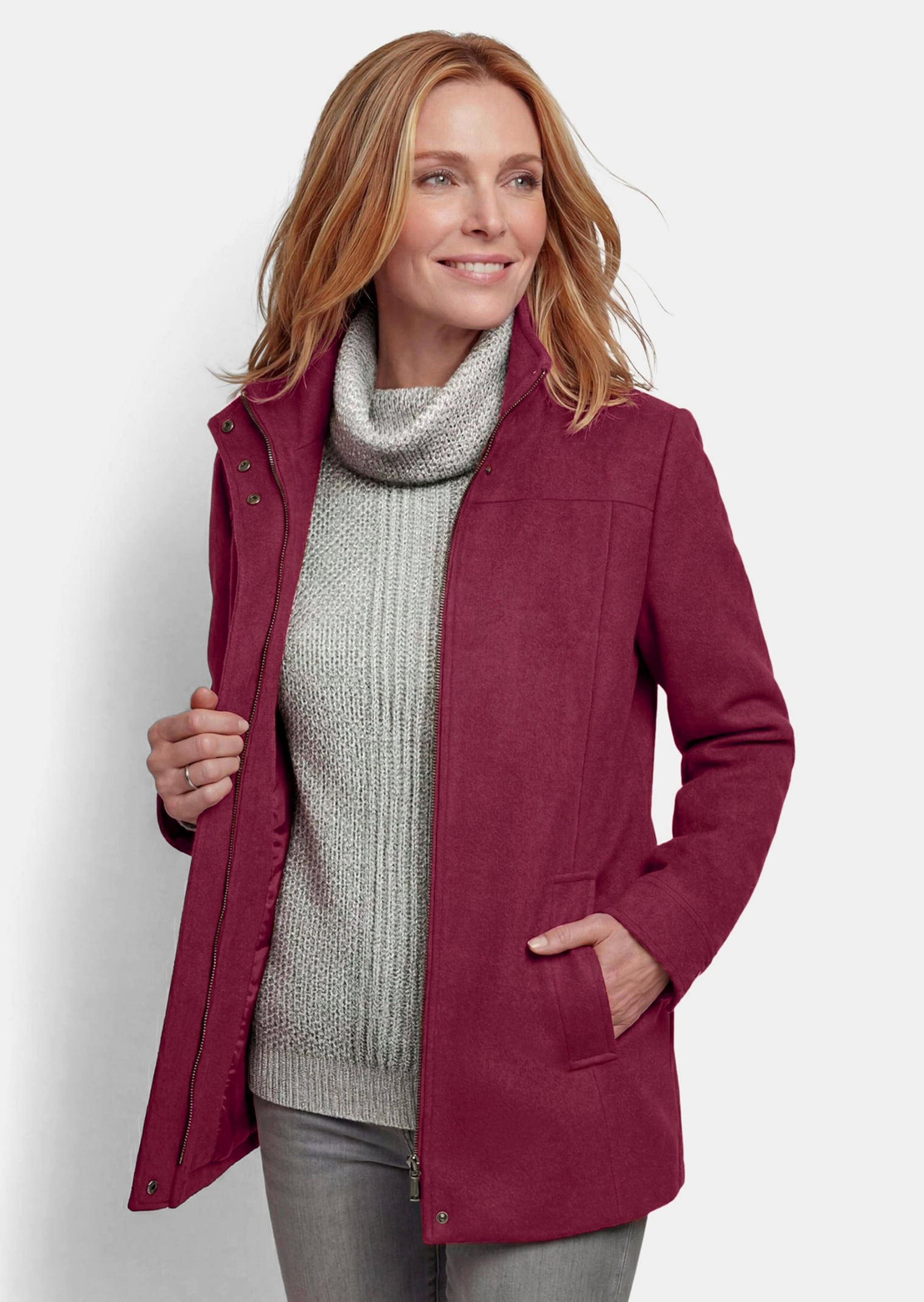 GOLDNER Kurzjacke »Kurzgröße Longjacke mit Stehkragen« Passformnähte im Vorderteil