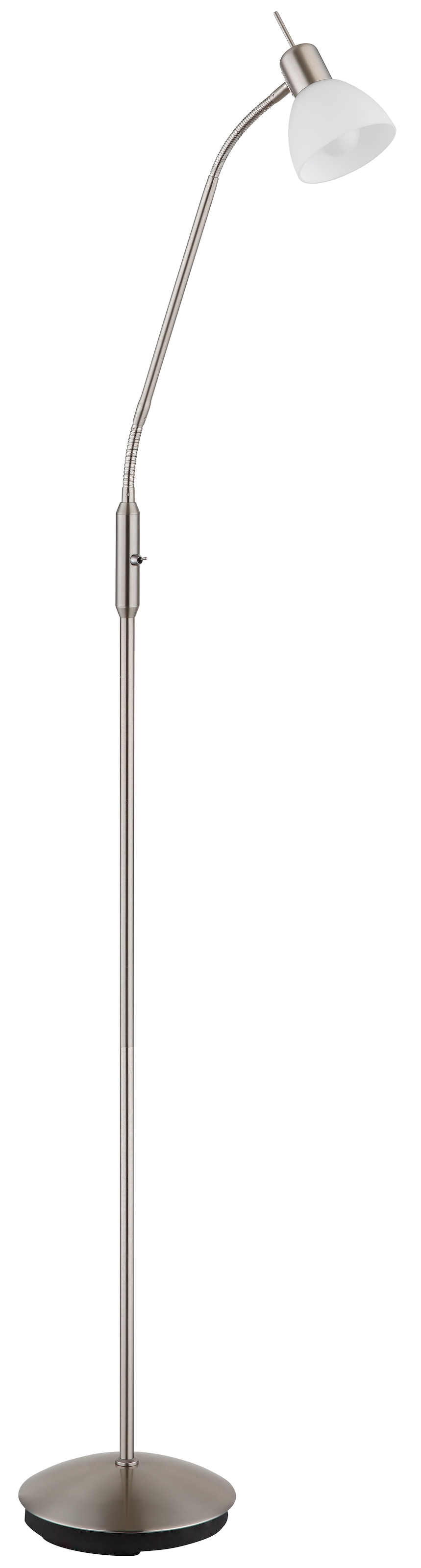 NOWA Stehlampe »MALTE« E14 1 Stk. Warmweiß Stehleuchte Nickel matt mit Glas opal, E14 LED 5W, Flexo