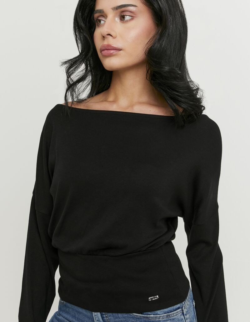 Tally Weijl Langarmshirt »STSCOWASTA« U-Boot-Ausschnitt, Fledermausärmel und breitem, eng anliegendem Bund