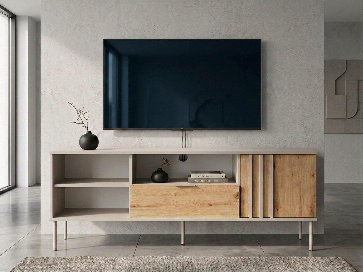 OTTO home Lowboard »AAELIN TV-Schrank mit viel Stauraum, modernes Design« TV-Kommode mit Schublade, einem geschlossenen und 2 offenen Fächern