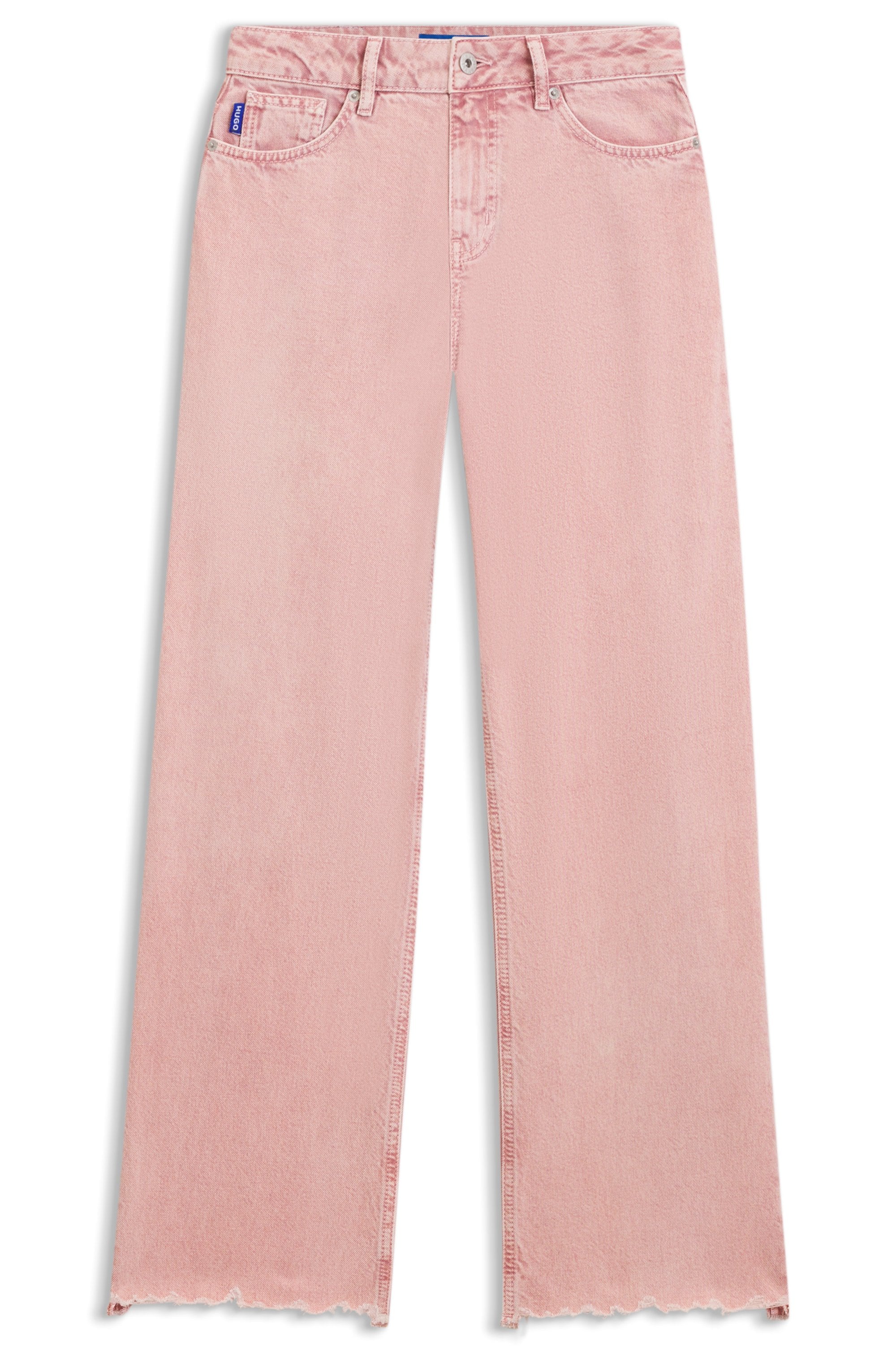 HUGO Loose-fit-Jeans »Gamala« mit ausgefranstem Saum, Baggy-Fit