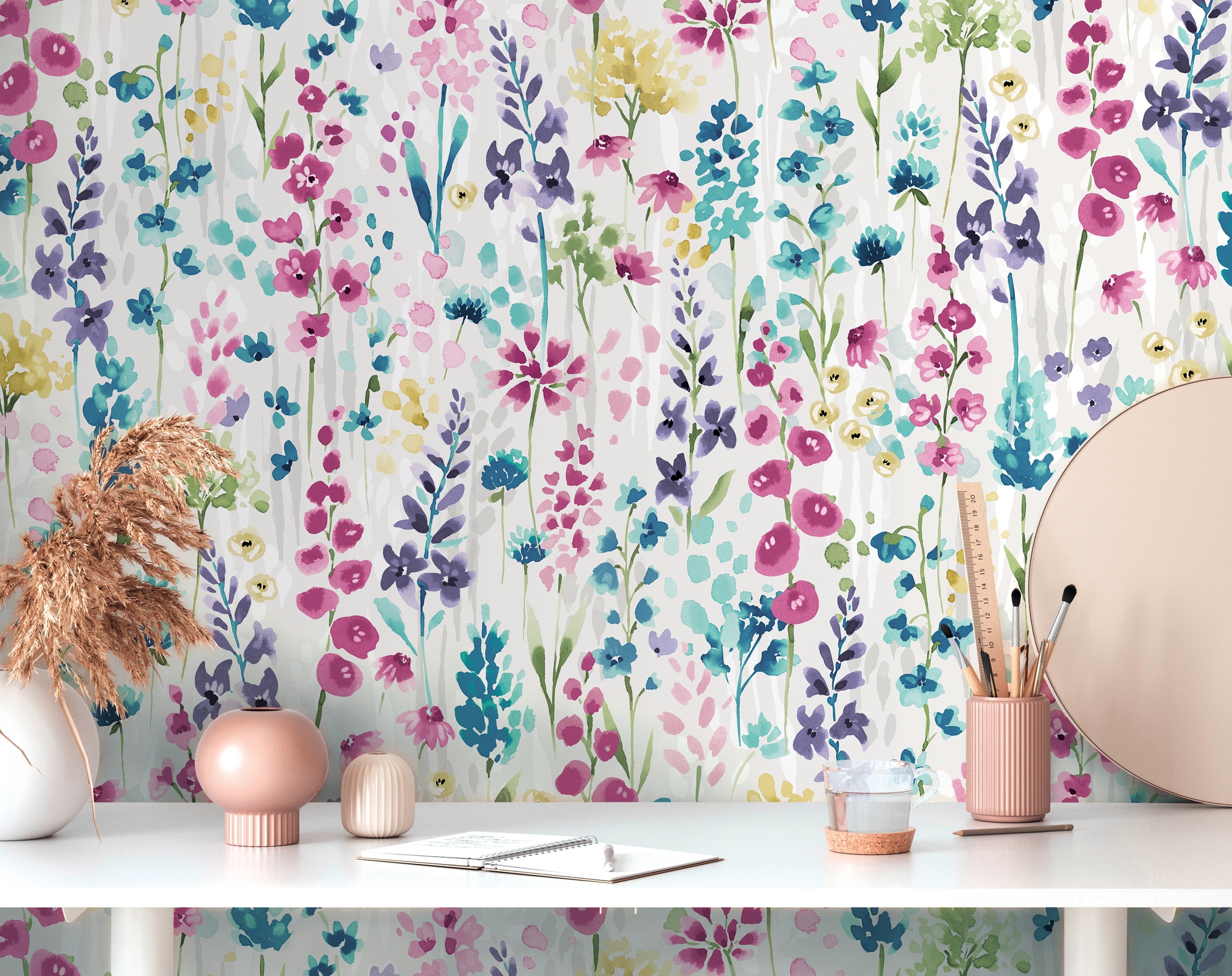 A.S. Création Vliestapete »Aquarell Dreams Blümchen-Tapete Mustertapete Blumen Blumen«, matt, Vliestapete Blumen für Schlafzimmer Küche Wohnzimmer Blümchen Design