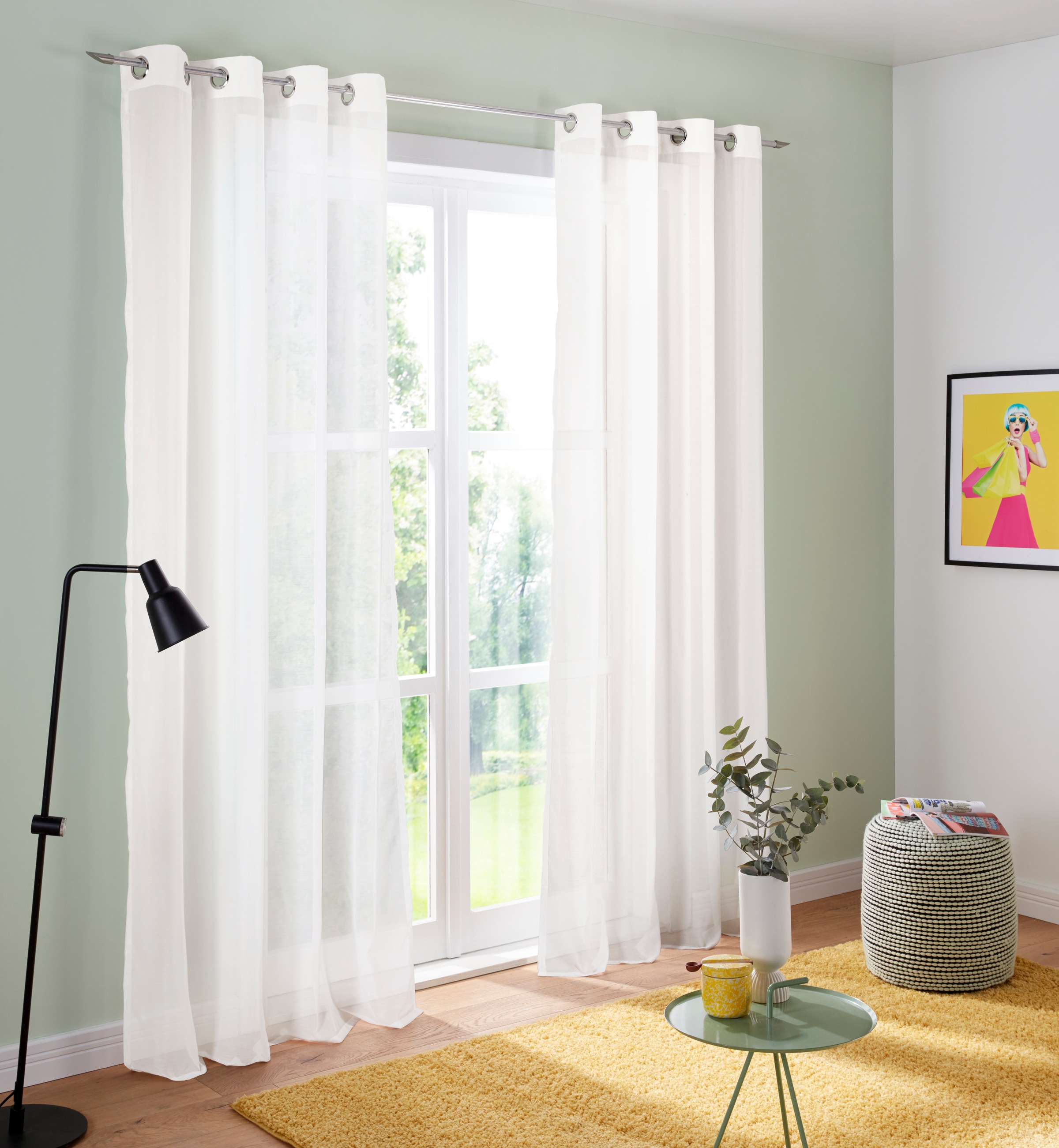 my home Gardine "Malin" Ösen 2 Stk. tlg. halbtransparent, Gardine, 2-er Set günstig online kaufen