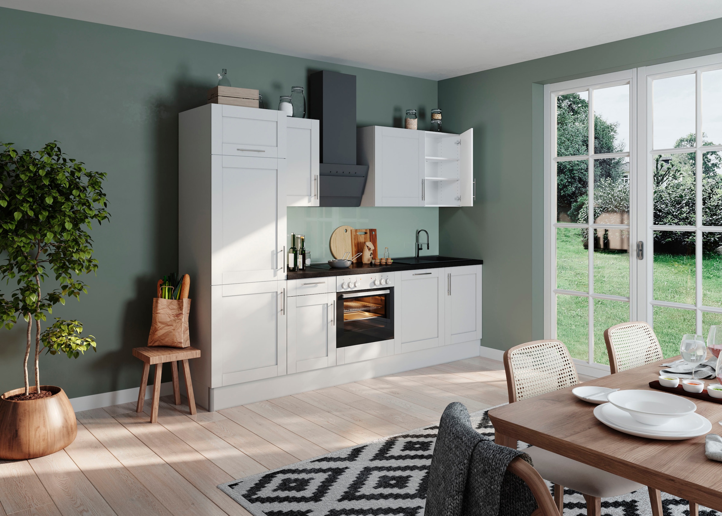 OPTIFIT Küche »Ahus«, 280 cm breit,wahlweise mit E-Geräten,MDF Fronten, Soft Close Funktion