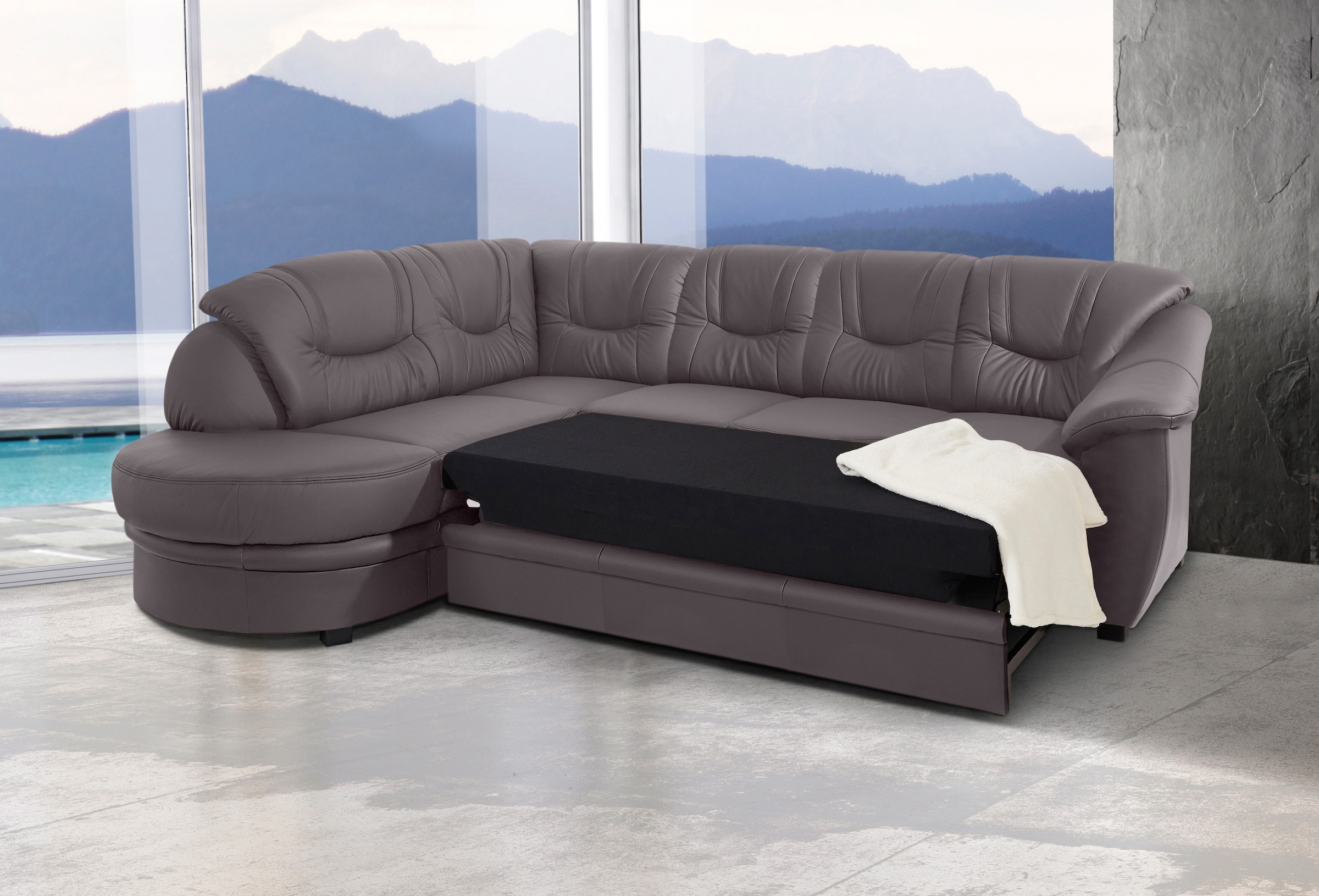 sit&more Ecksofa "Savona L-Form, B: 267 cm, Couch mit Federkern, Komfortsitzhöhe 46 cm" optional mit Schlaffunktion