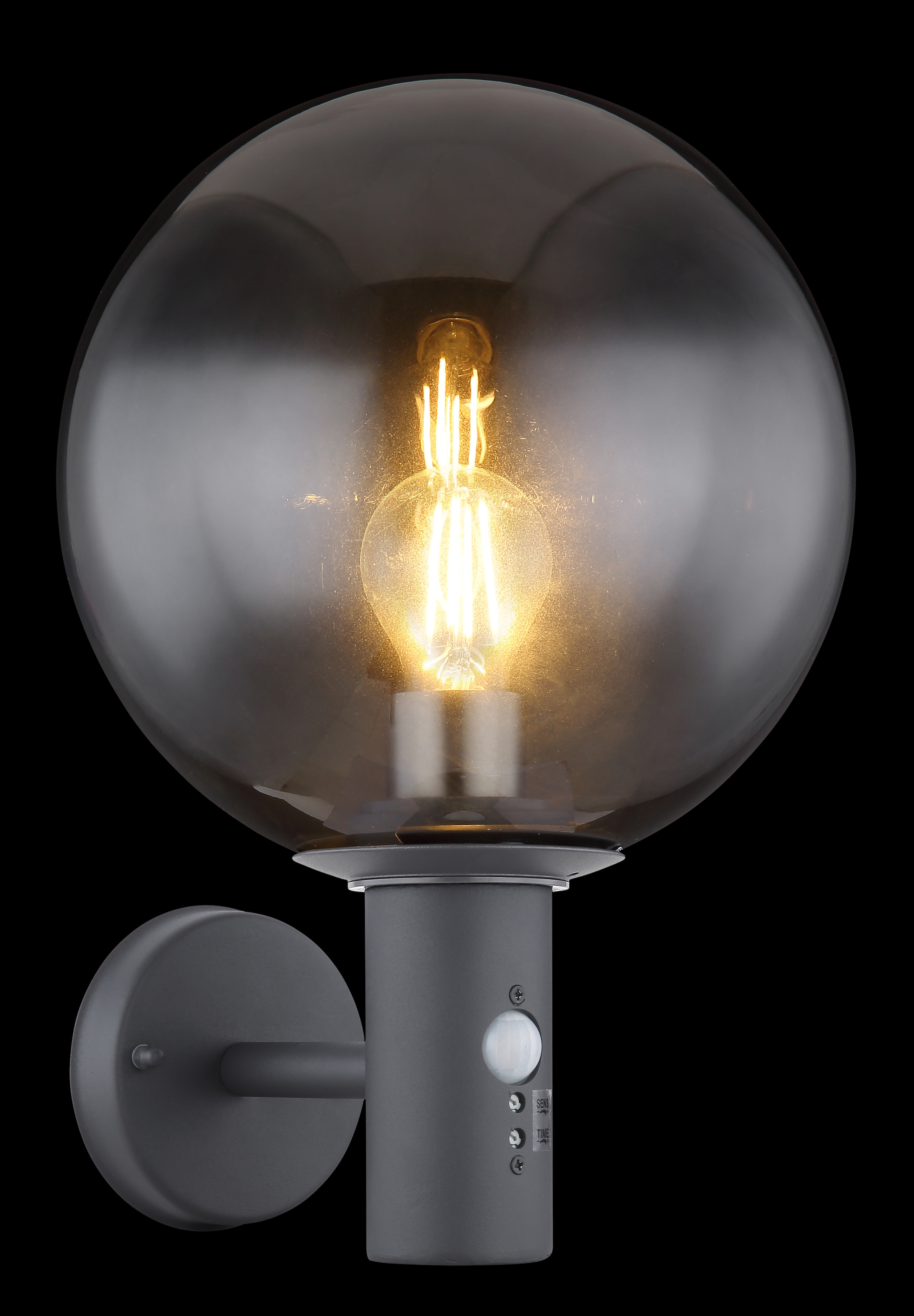 GLOBO LIGHTING Außen-Wandleuchte »HEDWIG« E27 1 Stk. Außenleuchte Edelstahl/Anthrazit, Glas, Sensor, IP44, E27