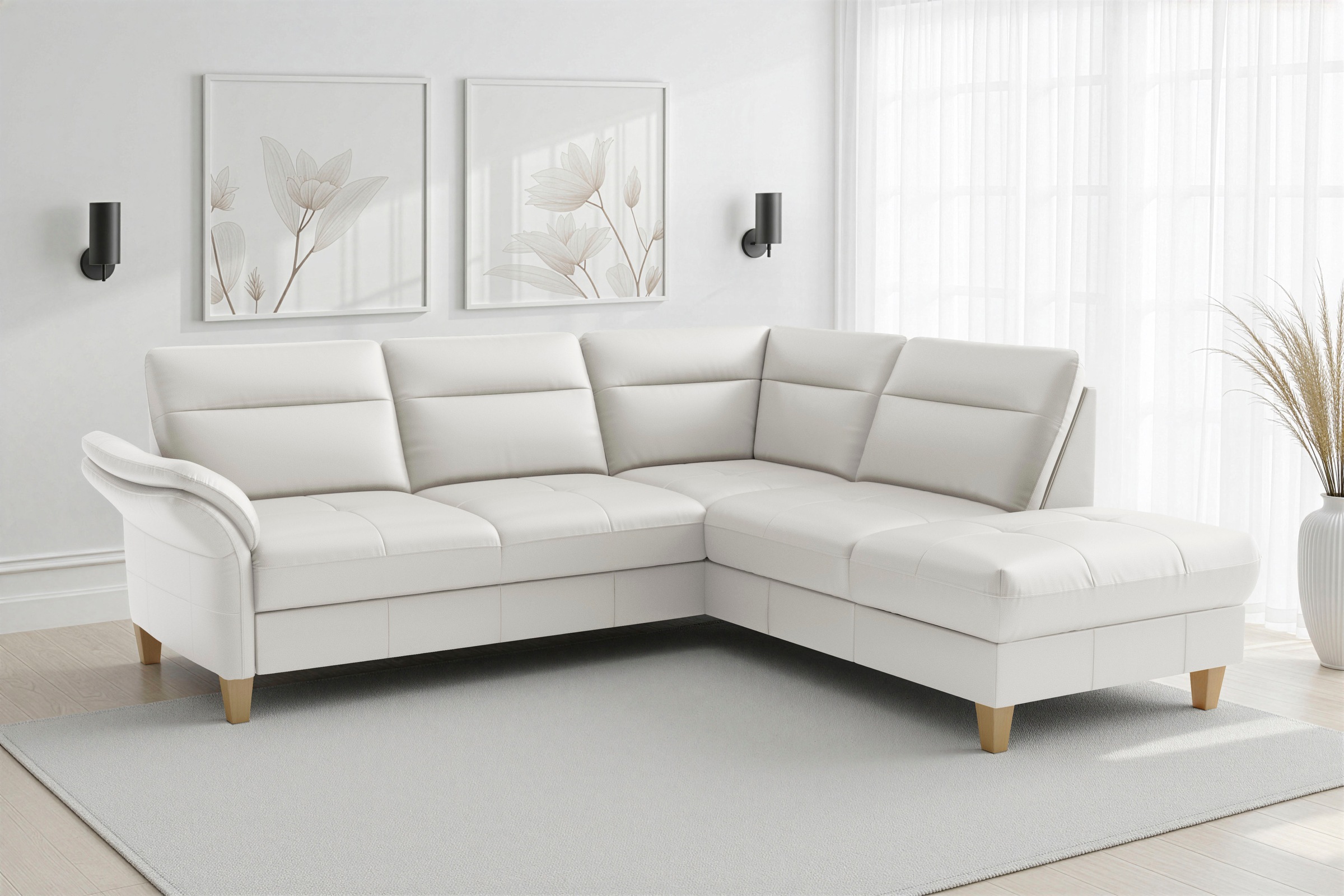 sit&more Ecksofa "Pamela L-Form, B: 218 cm, optional Schlaffunktion & Bettkasten, Leder" optional Armteilverstellung, Schlaffunktion & Bettkasten