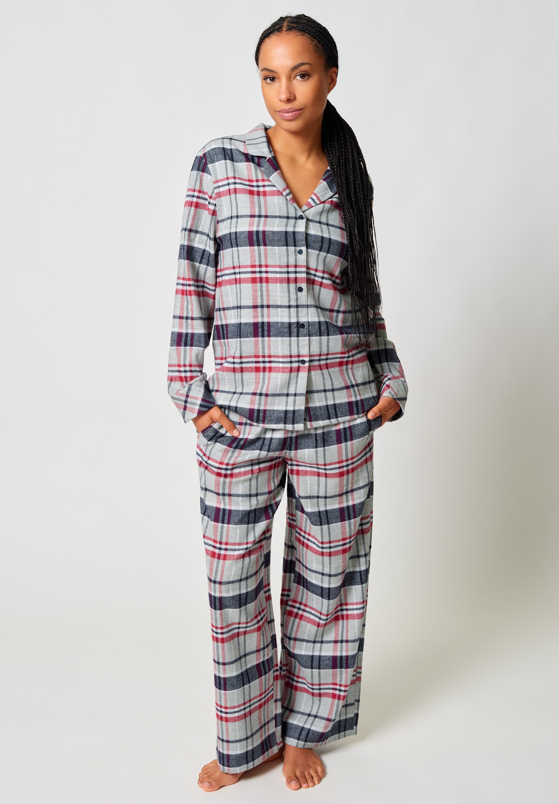 Skiny Pyjama "Night In Skiny Flanell" 2 tlg. wärmend, Cotton, kuschelig wei günstig online kaufen
