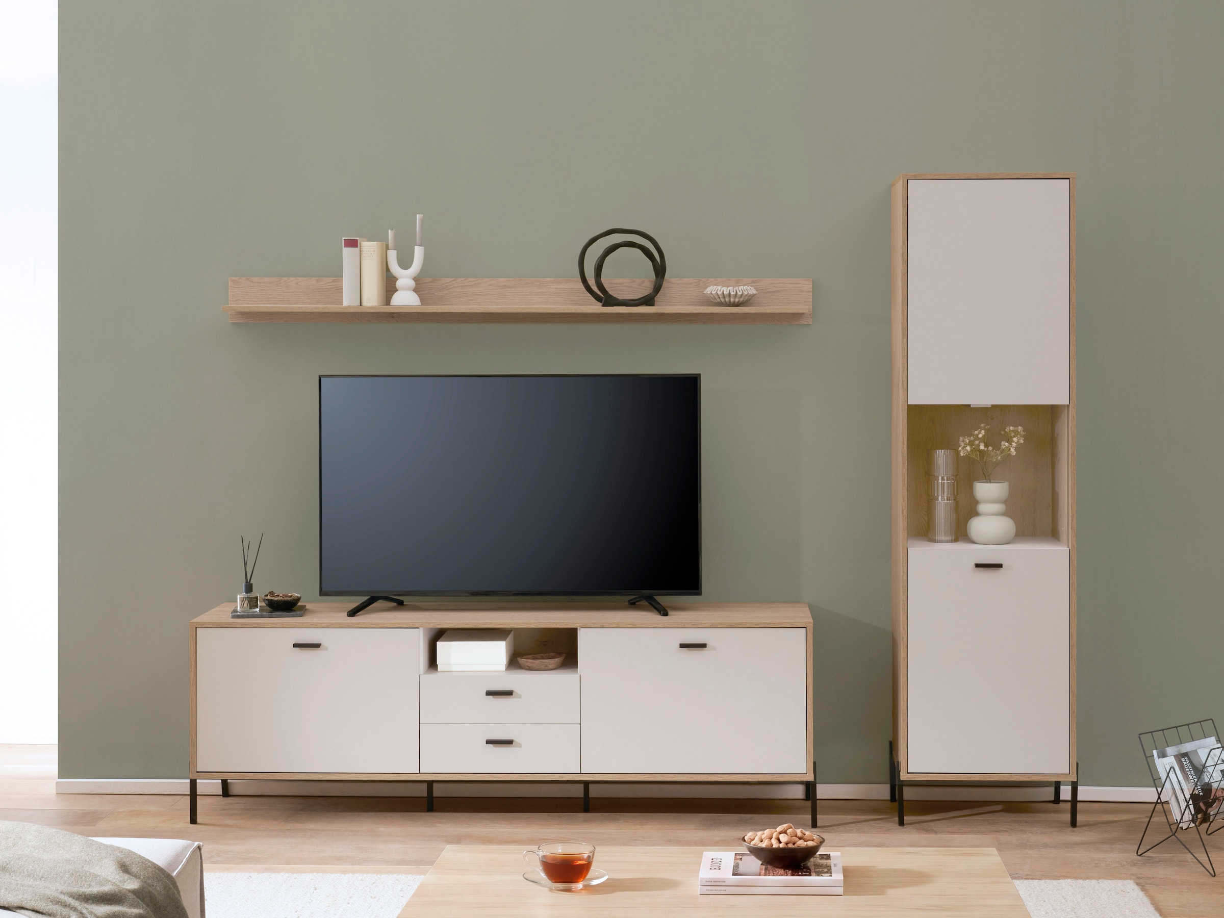 Home affaire Wohnwand »Fredericia, moderne Anbauwand, Komplettset in Kaschmir« Set, 3 Stk. tlg.