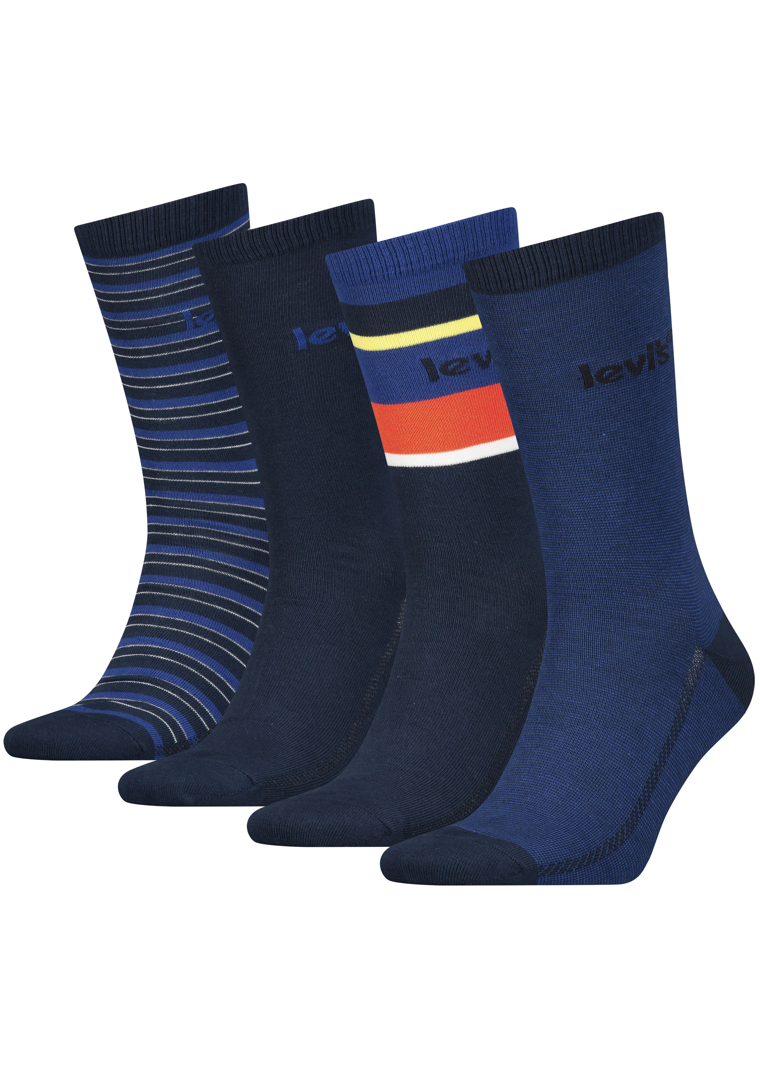 Socken, (Packung, 4 Paar), LEVIS GIFTBOX REG CUT STRIPE 4P