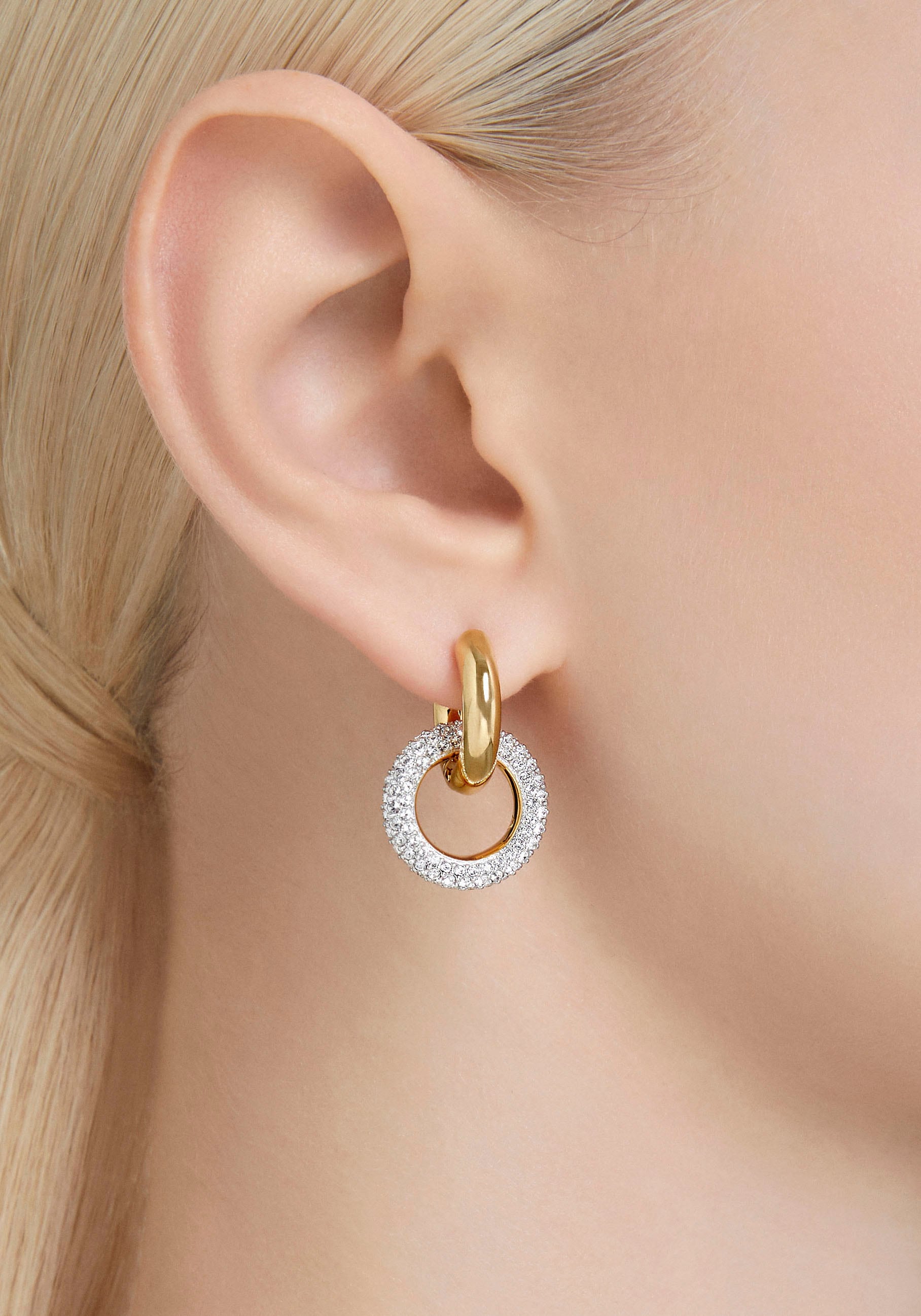 Swarovski Paar Creolen »DEXTERA INTERLINKED«, mit Swarovski® Kristall - Einhänger abnehmbar