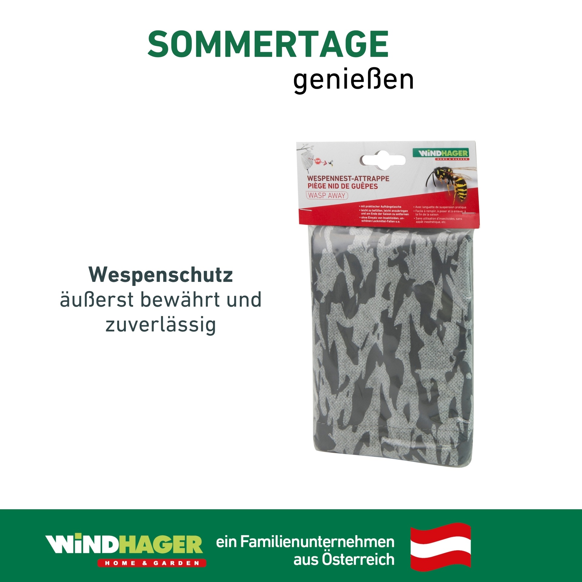 Windhager Wespennestattrappe »Wespenvertreiber aus Vliesstoff« langlebiger und beständiger Wespenschutz, individuell befüllbar, grau