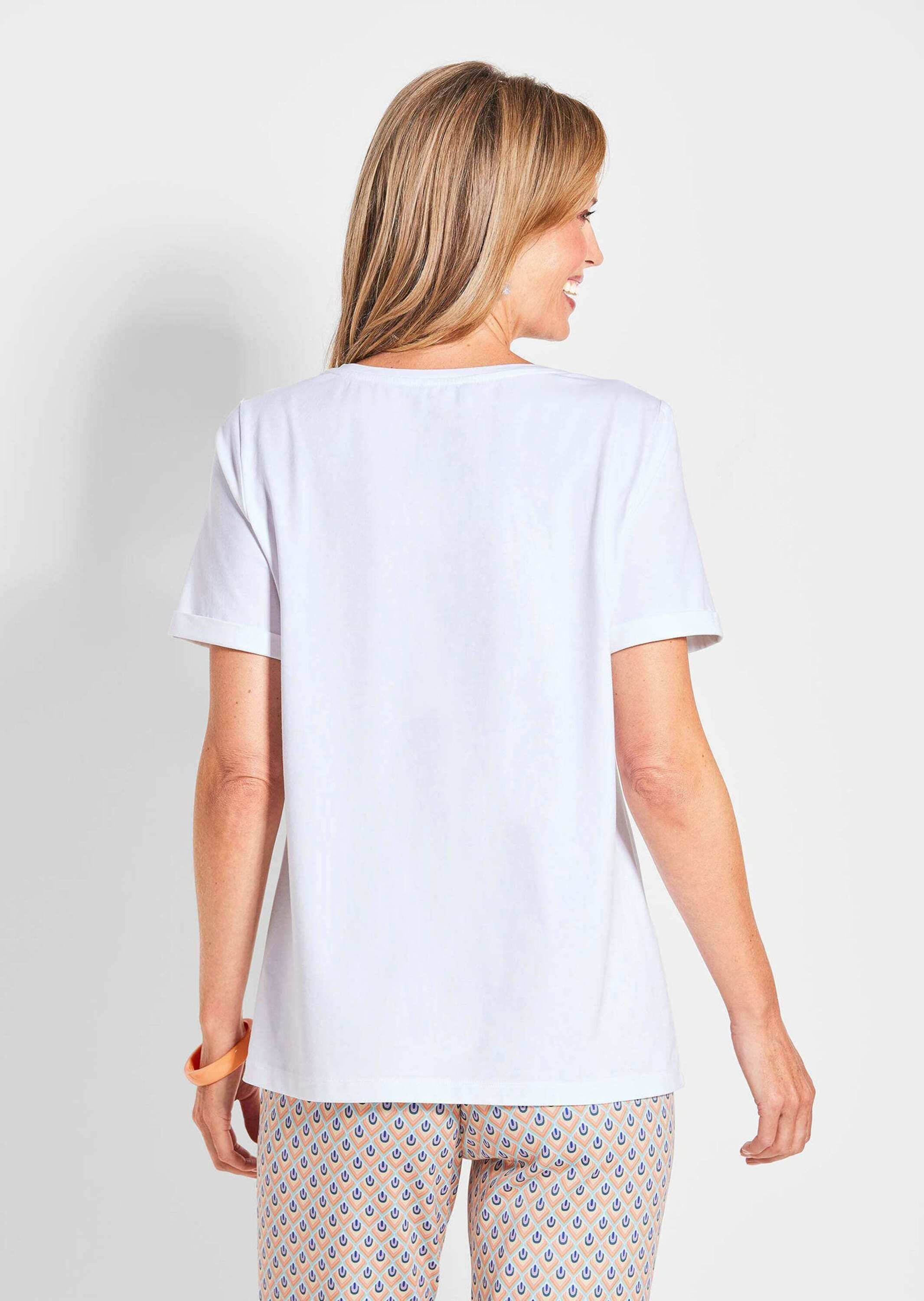 GOLDNER Kurzarmshirt »Florales Shirt mit U-Boot-Ausschnitt«