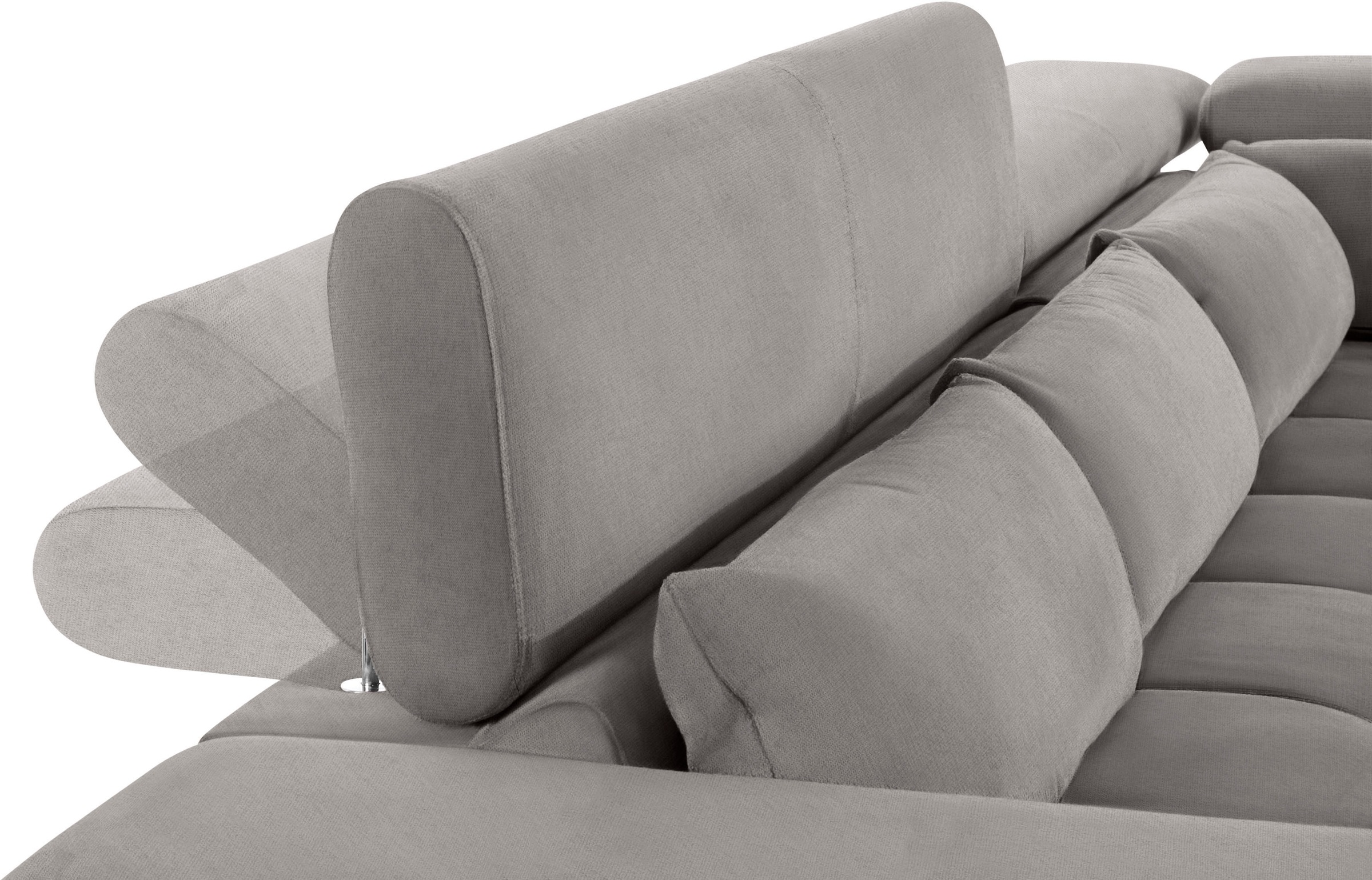 COTTA Ecksofa »Orion L-Form«, mit Kopfteilverstellung & 5 Nierenkissen