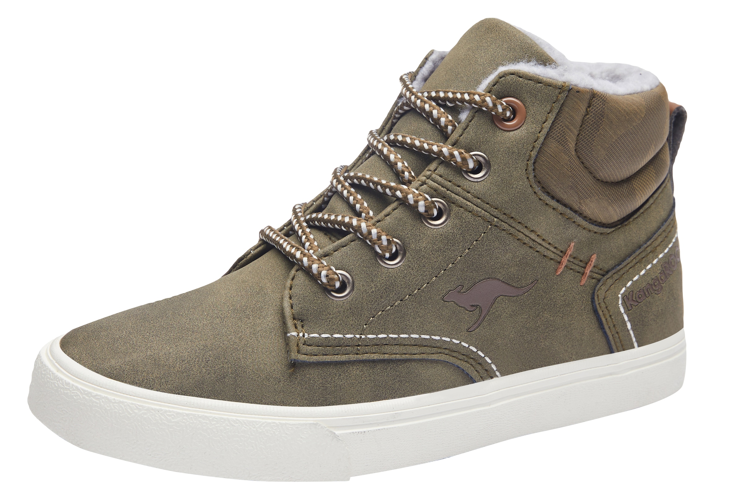 Sneaker KANGAROOS "Kavu X", Mädchen, Gr. 31, grün (olive, camo), Synthetik, Textil, Schuhe Sneaker