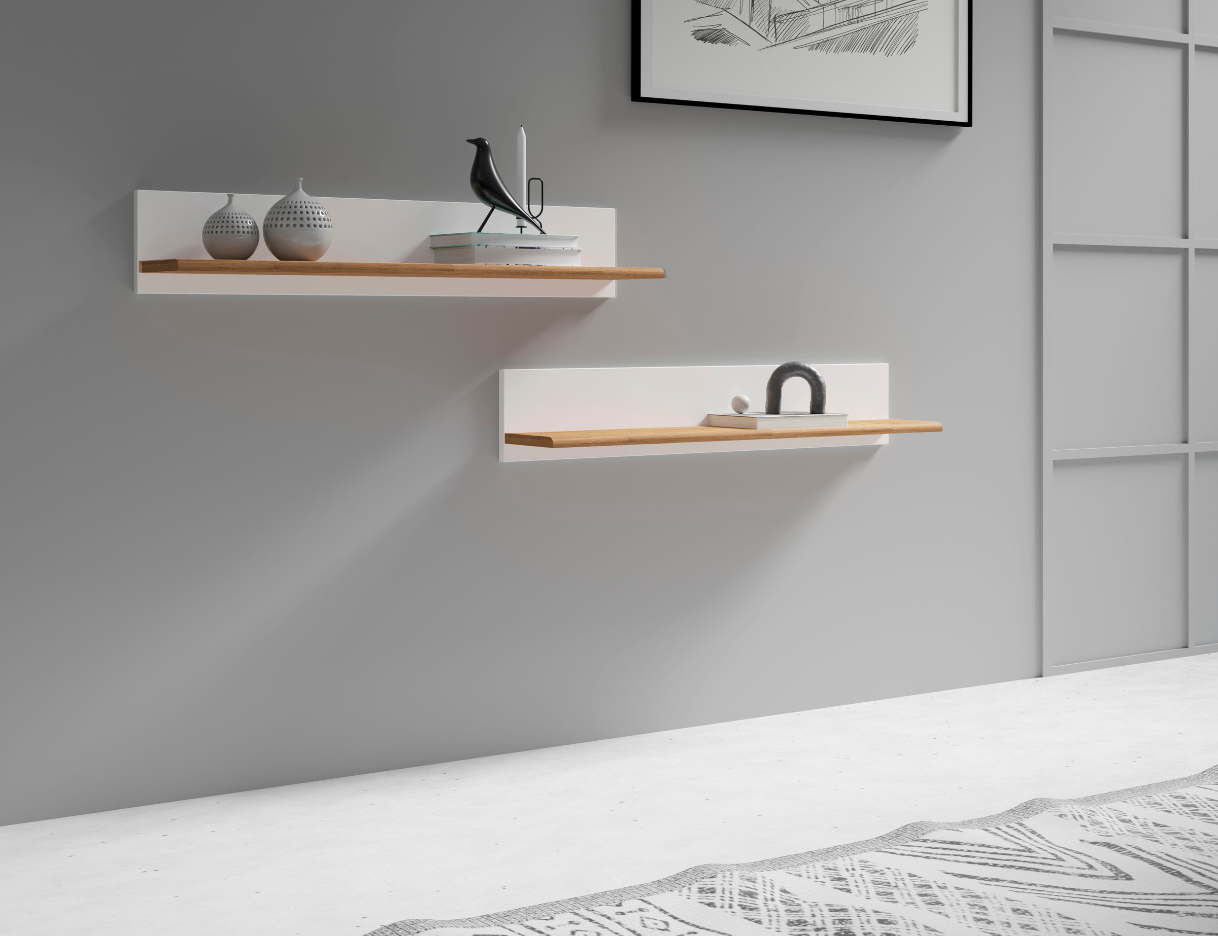 Home affaire Wandregal "Ribe,2er Set,teilmassiv mit massiver Ablagefläche, günstig online kaufen