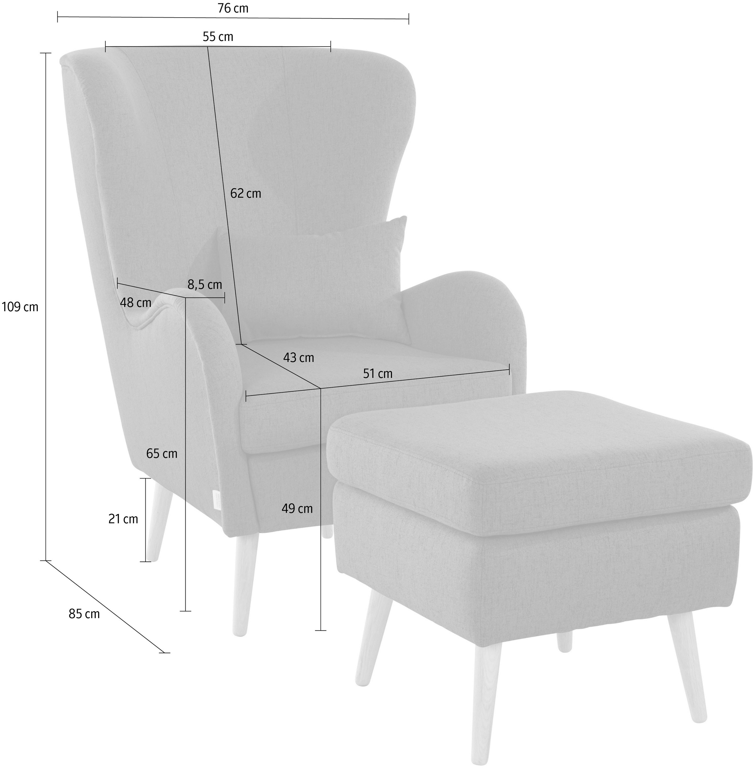 Guido Maria Kretschmer Home&Living Sessel »Sallito«, in verschiedenen Bezugsqualitäten und Farben, Sessel ohne Hocker (separat erhältlich)