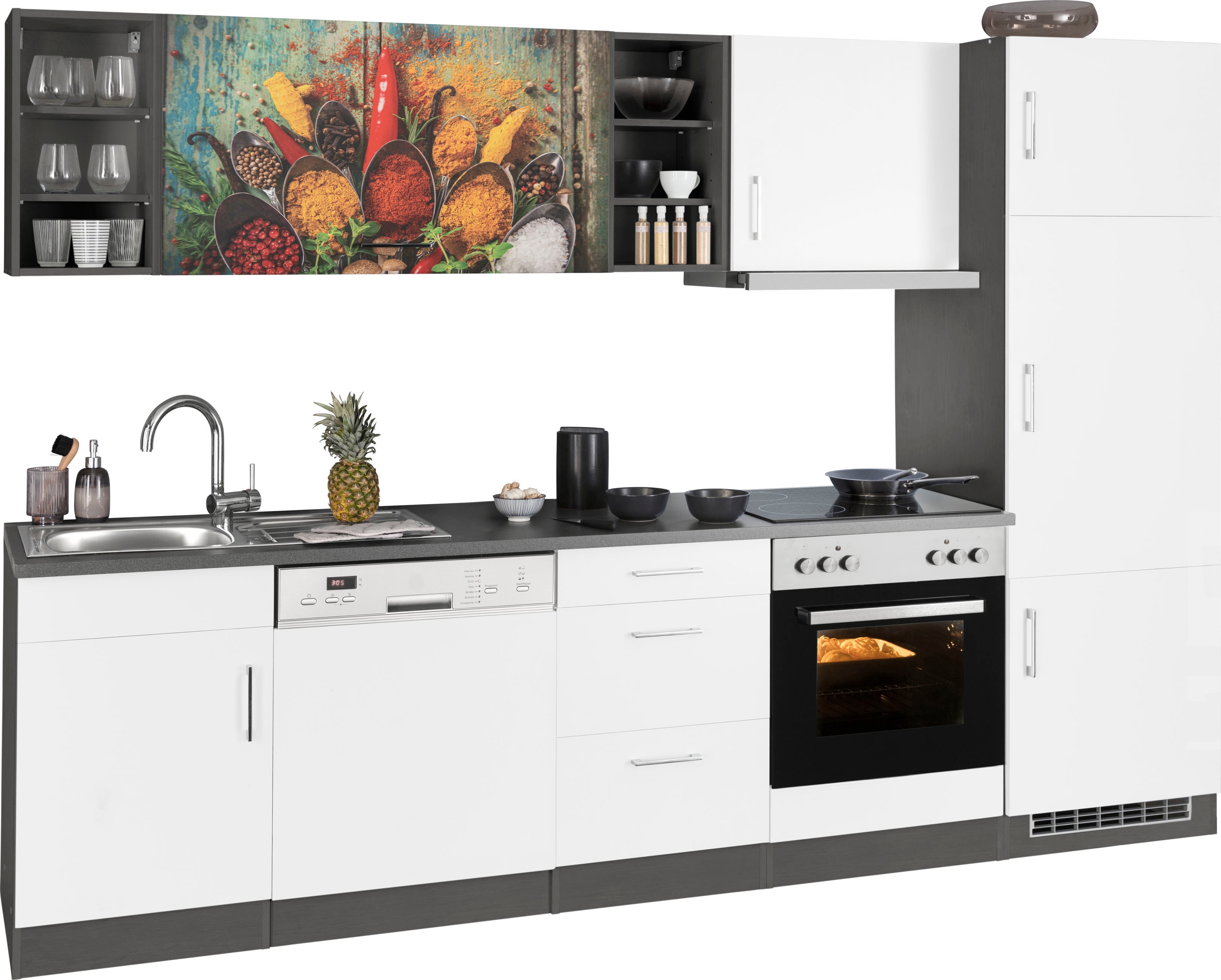 Thumbnail - KOCHSTATION Küchenzeile "KS-Paris – Küchen mit einzigartigen Fotomotiven auf den Fronten" Breite 280 cm, wahlweise mit E...