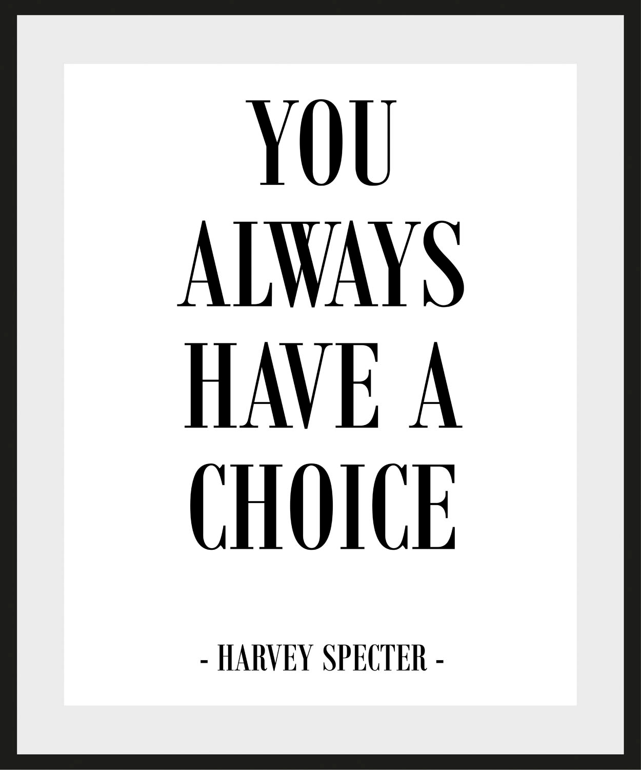 queence Bild »CHOICE«, Schriftzug-Humor-Sprüche & Texte-Schwarz-Weiß-Filmfiguren, (1 St.), HD Premium Poster-Druck inkl. Holzrahmen