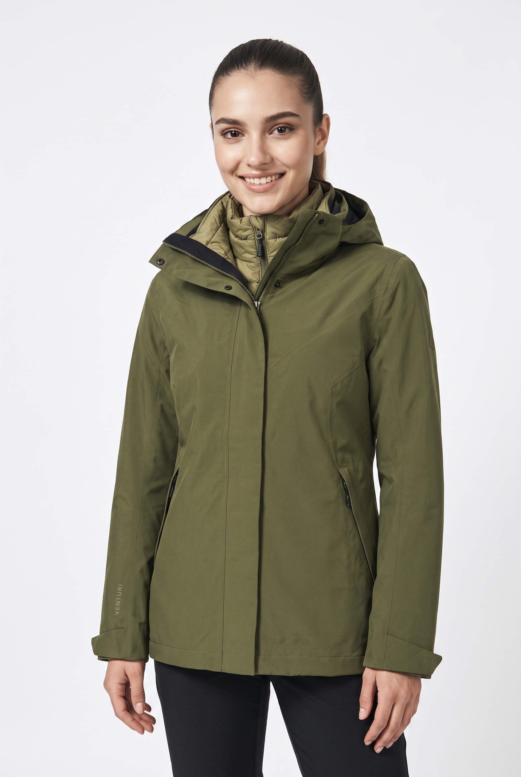 Schöffel 3-in-1-Funktionsjacke "3in1 Jacket Style Tamina WMS" Set, 2 Stk. tlg. mit Kapuze mit herauszippbarer, separat tragbarer, wattierter Innenjacke