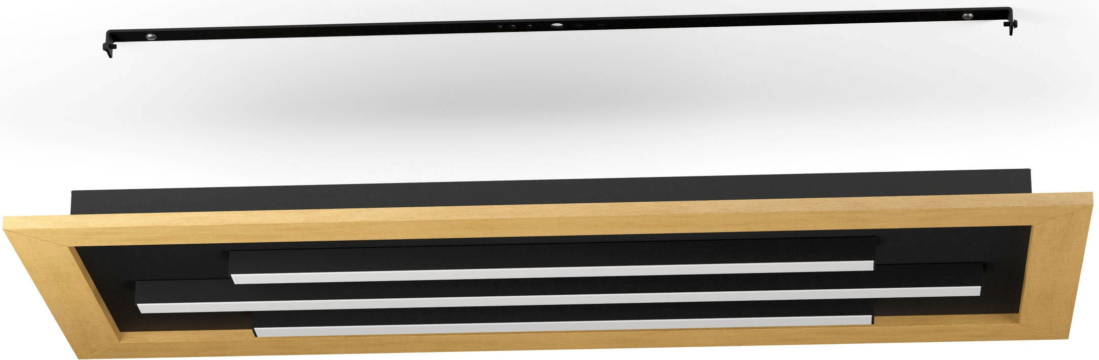 EGLO LED-Deckenleuchte »TIRRENARA« in schwarz und braun aus Stahl, Holz /  inkl. und inkl. LED fest integriert - 2 x 9,2 Watt und 1 x 13,7 Watt, Gr.  ca. 78 x 30,5 cm | BAUR