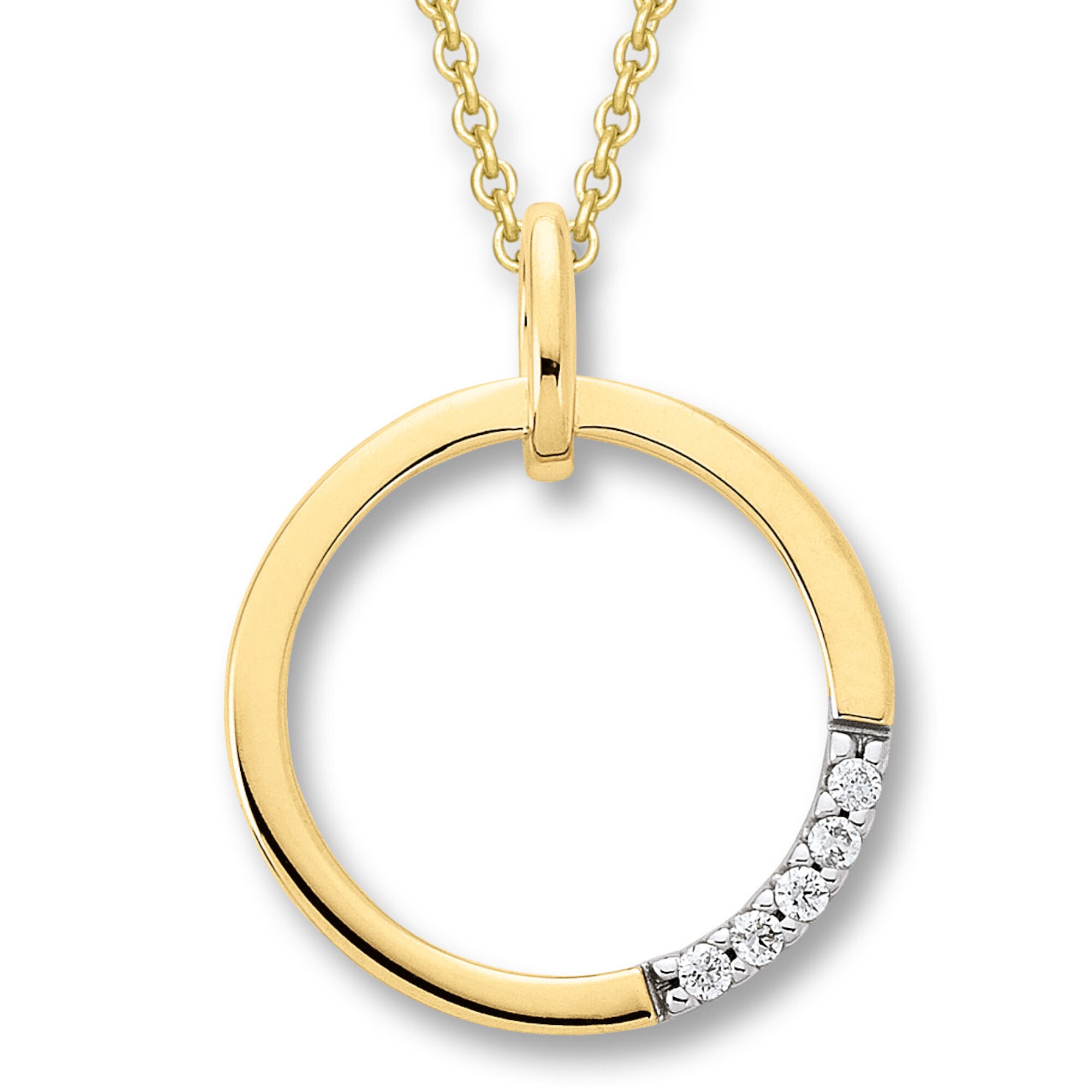 Halskette ONE Anhänger »0.03 Damen Diamant 585 Gelbgold«, kaufen Set ELEMENT Brillant verstellbarer BAUR mit | Schmuckset aus ct für Anhänger Kette - mit