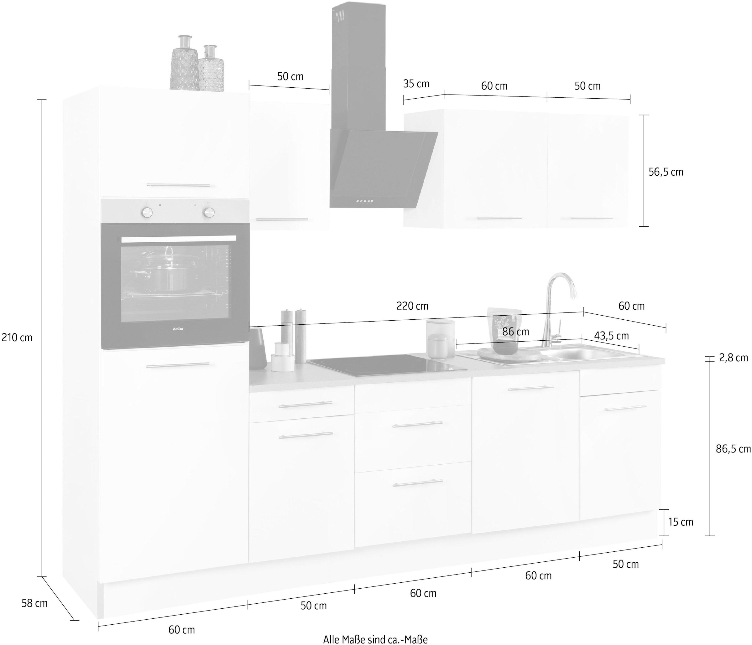 wiho Küchen Küchenzeile »Ela«, Breite 280 cm, Soft-Close-Funktion, höhenverstellbare Füße