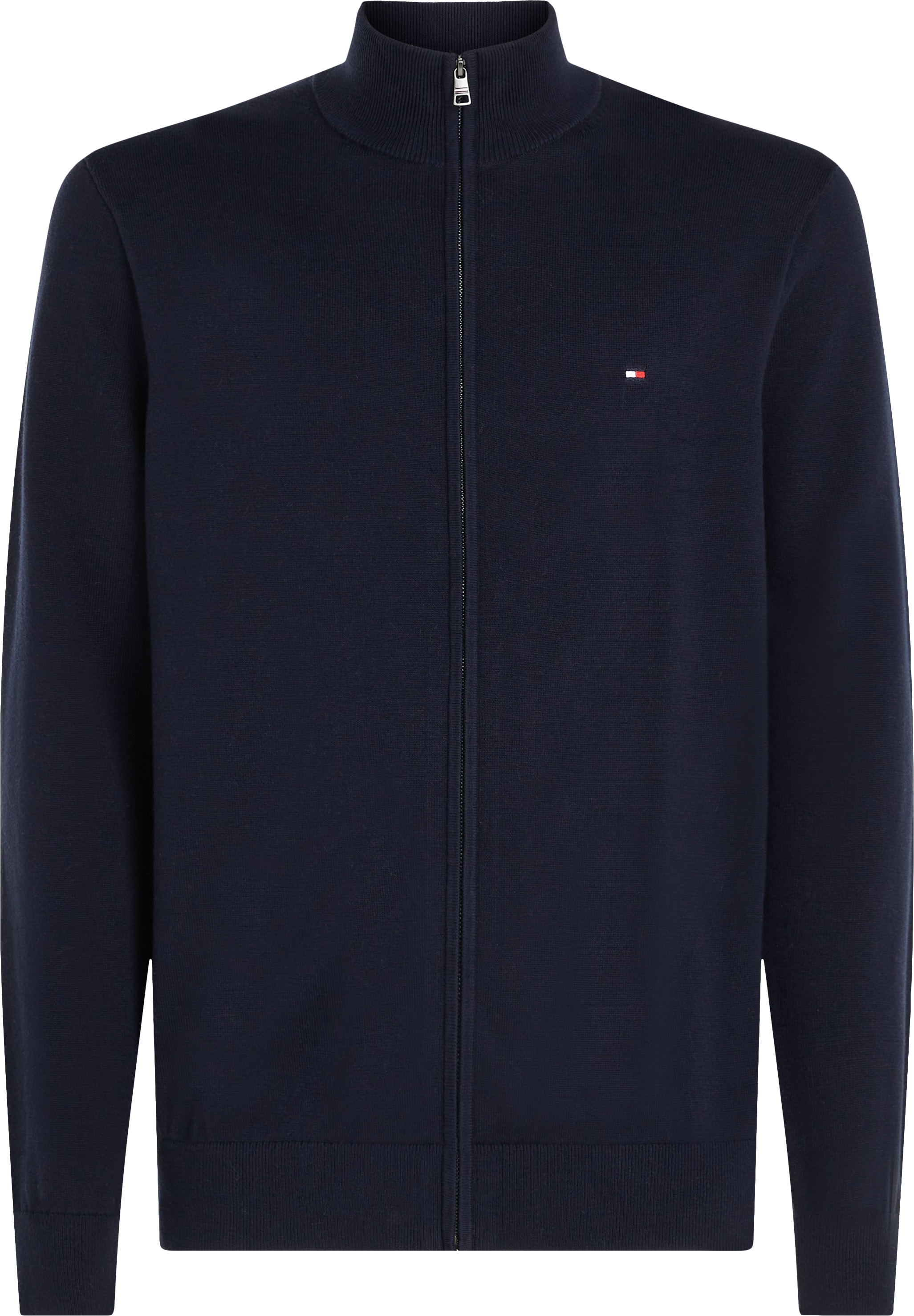 Tommy Hilfiger Big & Tall Strickjacke »BT-ESSENTIAL COTTON ZIP THRU-B«, in Großen Größen, Logostickerei