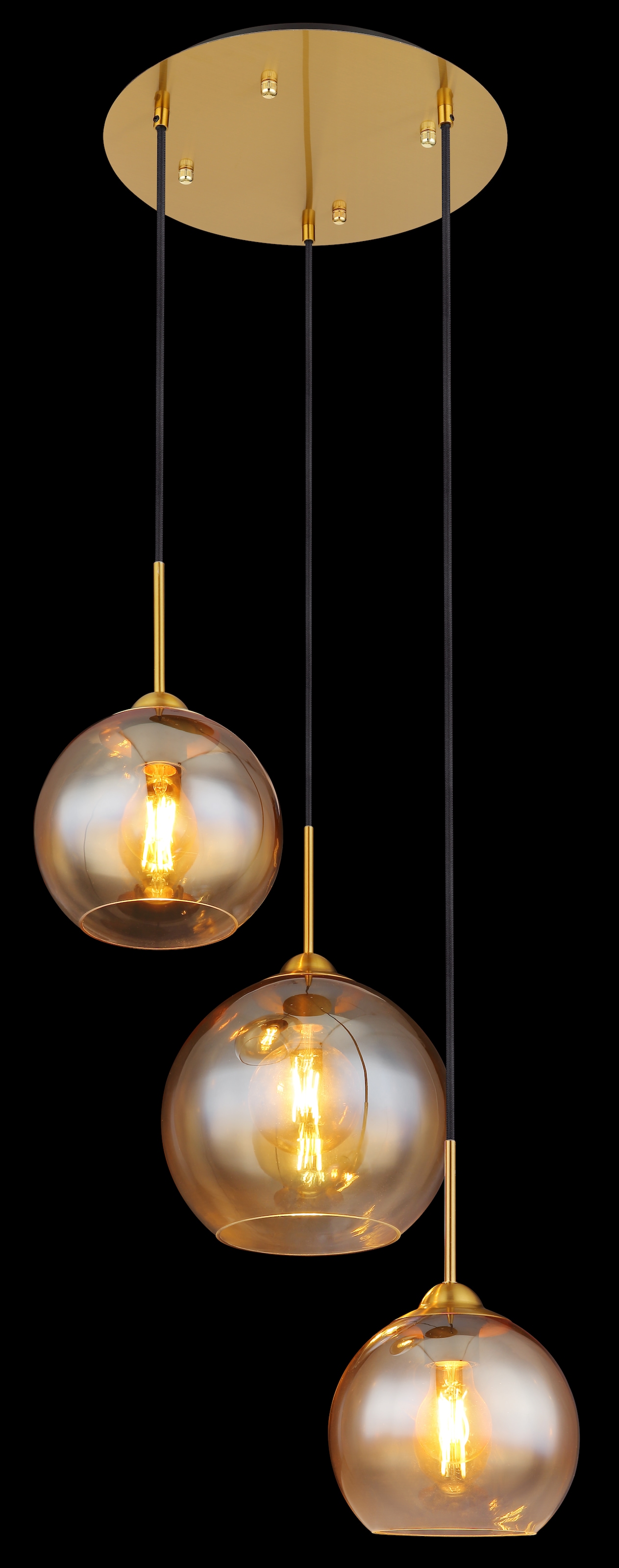 GLOBO LIGHTING Hängeleuchte »JAMESSA« E27 1 Stk. Hängeleuchte Messing, Glas amber/klar, höhenkürzbar, E27
