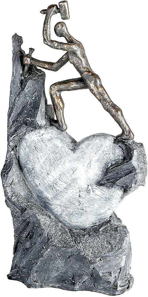 Casablanca by Gilde Dekofigur »Skulptur Heart, bronzefarben/grau«, Dekoobjekt, Höhe 37 cm, Motiv Herz, mit Spruchanhänger, Wohnzimmer