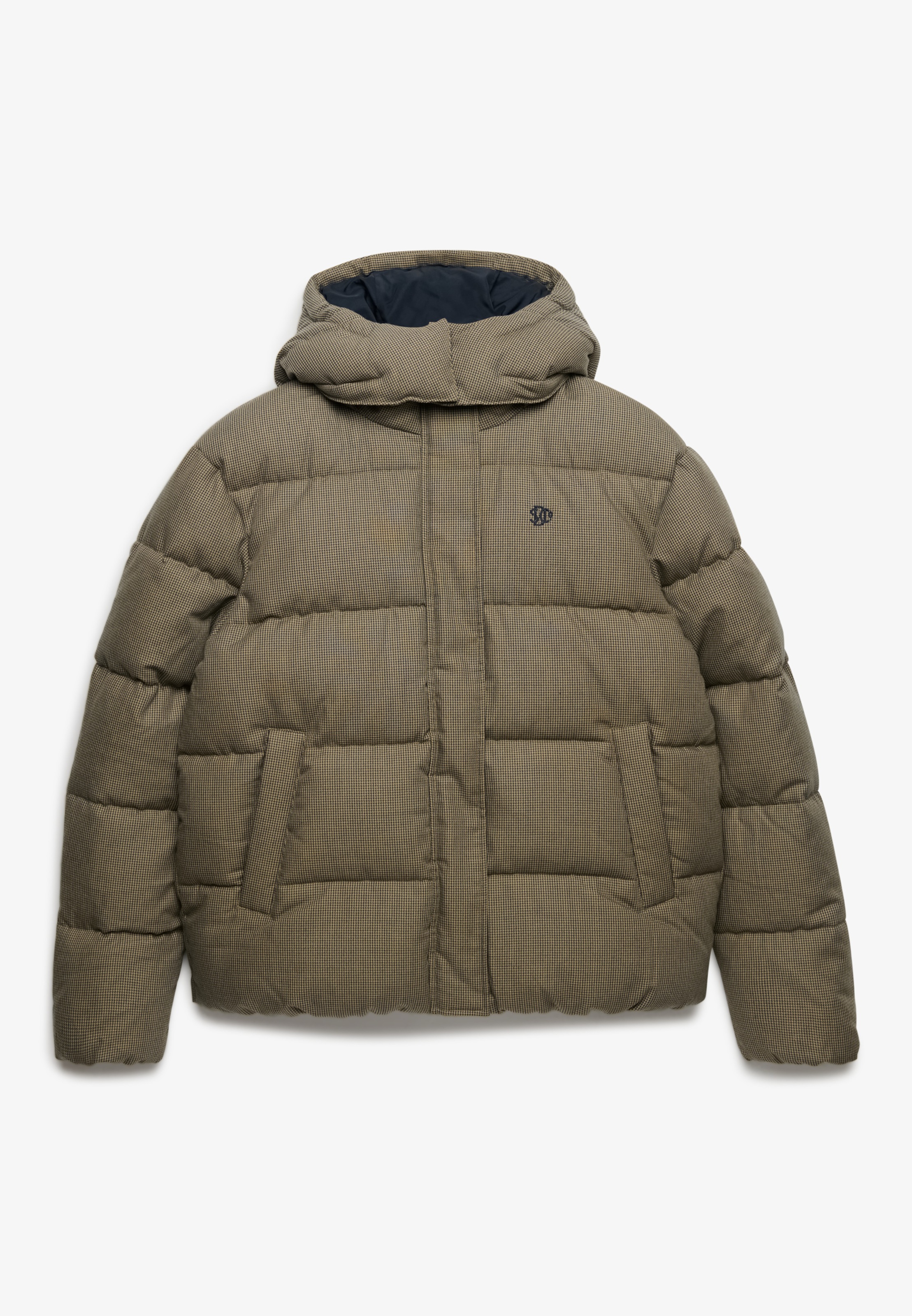 Superdry Steppjacke »PREMIUM HOOD CHECK PUFFER JKT« mit Kapuze Materialmix, relaxed fit, außen aus Webstoff mit Hahnentritt-Muster