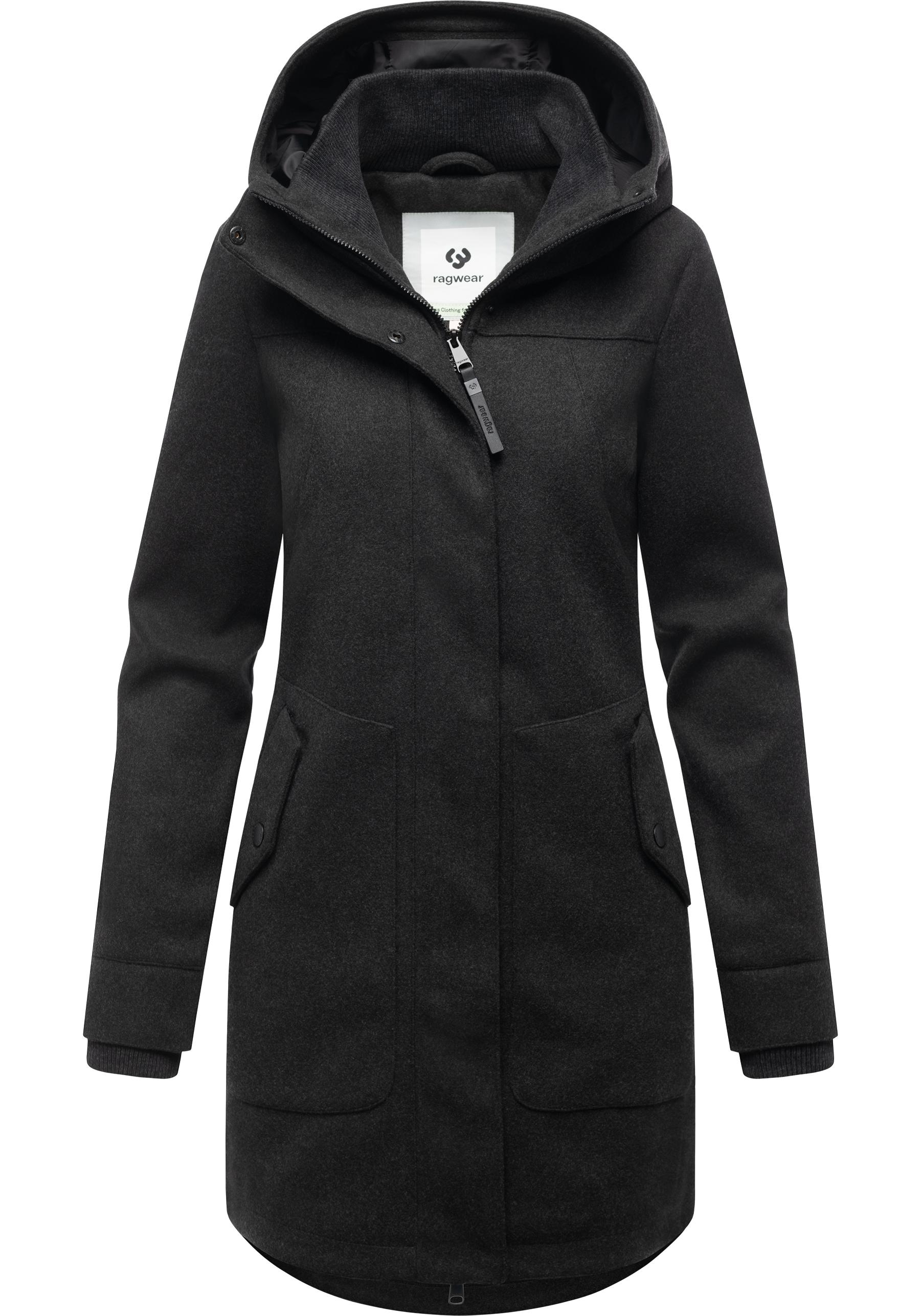 Ragwear Wollmantel »Janesha Coat«, Mantel in Wolloptik mit Kapuze