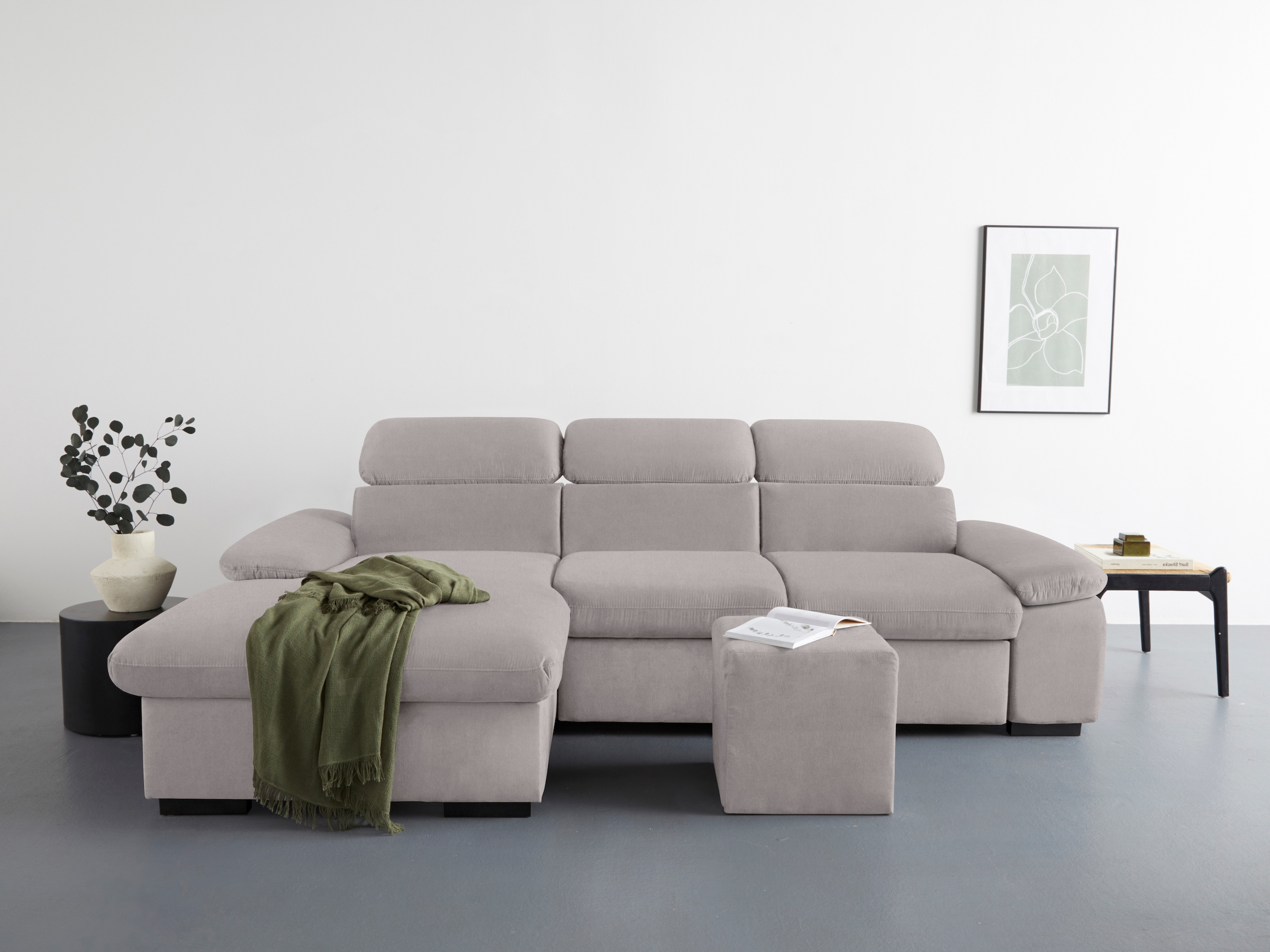 COTTA Ecksofa "Lola L-Form", (Set, mit Hocker), mit Hocker & Kopfteilfunkti günstig online kaufen