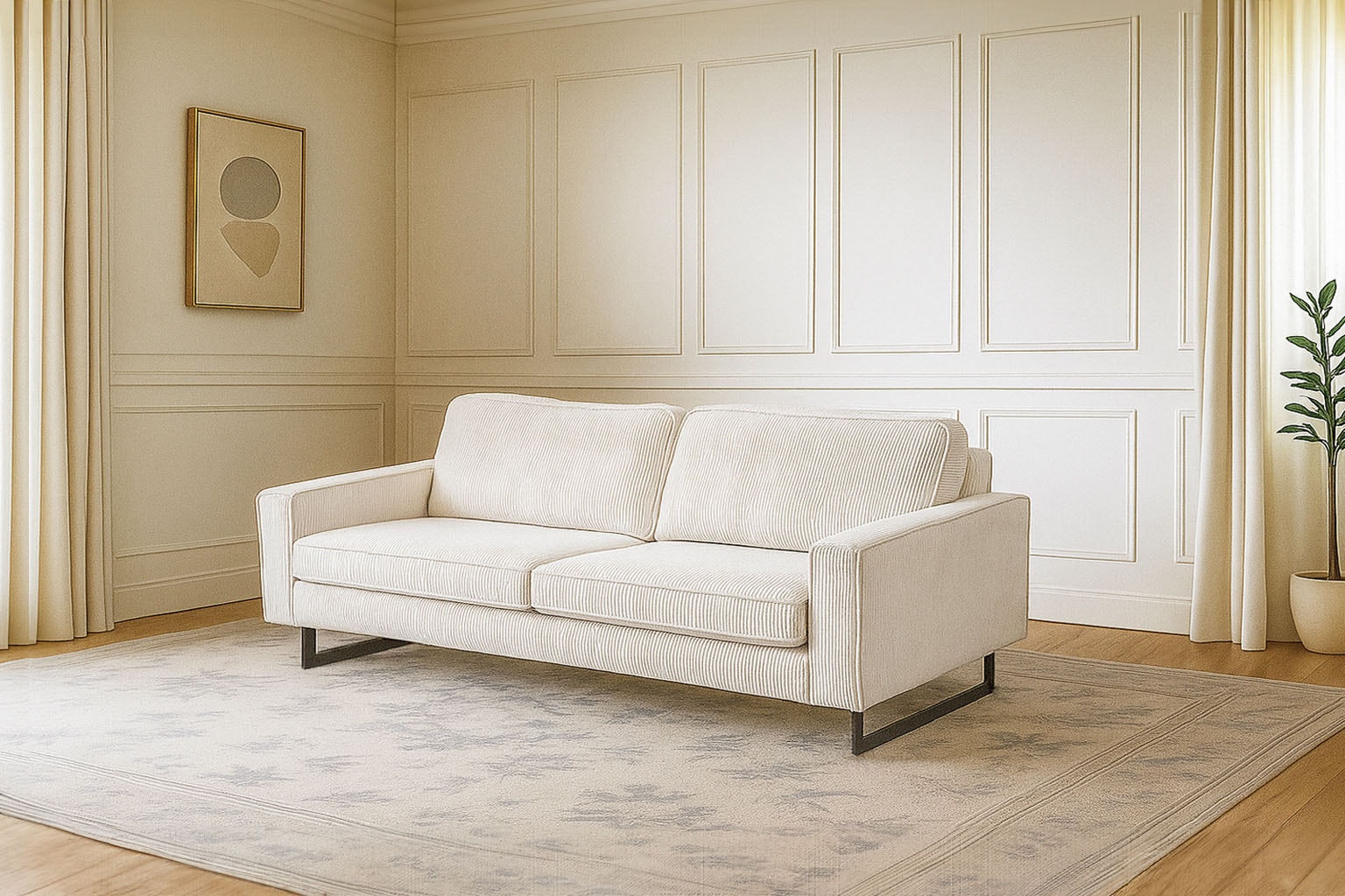 OTTO home 3-Sitzer "Maxi-Ausführung Pinto, 236 cm, Cord, Chenille, Lederoptik" mit Keder, schwarze Metallfüße, Wellenunterfederung