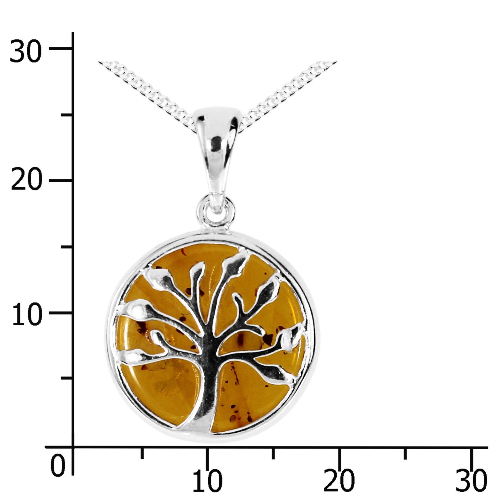 Kette mit Anhänger OSTSEE-SCHMUCK "- Lebensbaum 15 mm - Silber 925/000 - Bernstein" Gr. 42, silber (silber 925, silberfarben, weiß), Schmuck_Sets, Damen, 42, Silber 925 (Sterlingsilber) 2