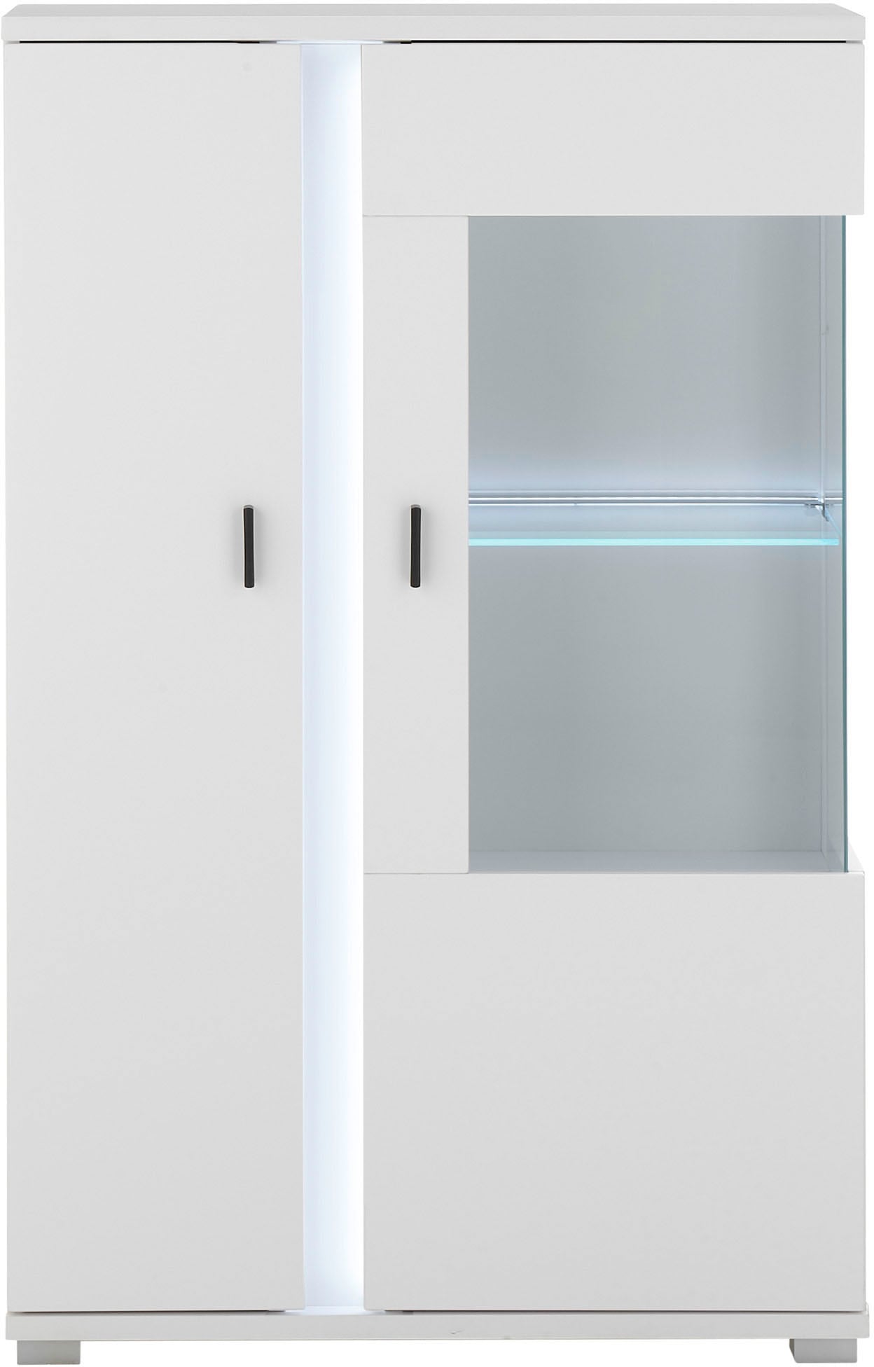 INOSIGN Vitrine »LONG ISLAND, Stauraumvitrine«, (1 St.), in moderner Trendfarbe,inklusive senkrechter Beleuchtung,Breite 80 cm