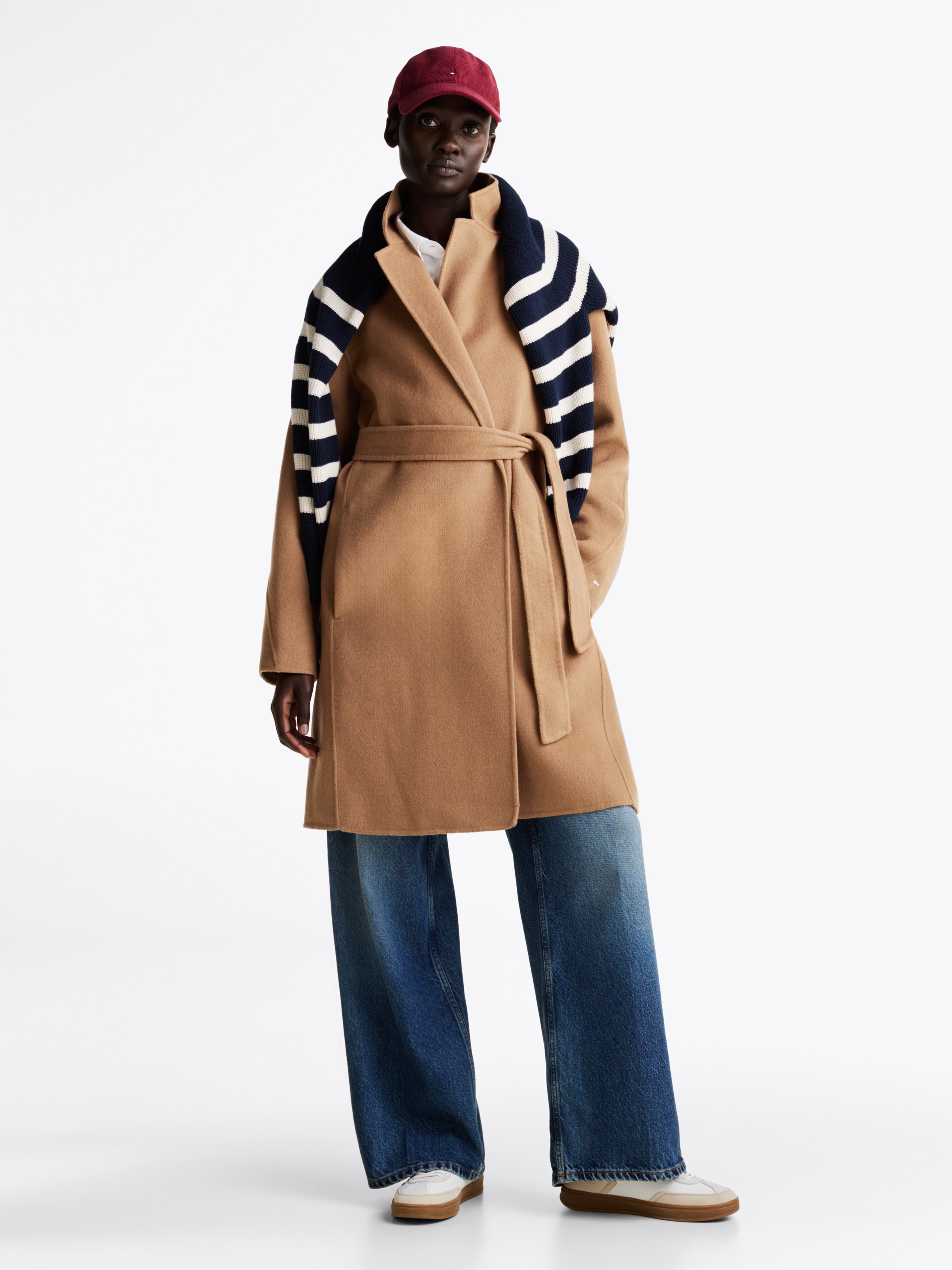 Tommy Hilfiger Kurzmantel »REG DF WOOL BELTED COAT«, mit Gürtel