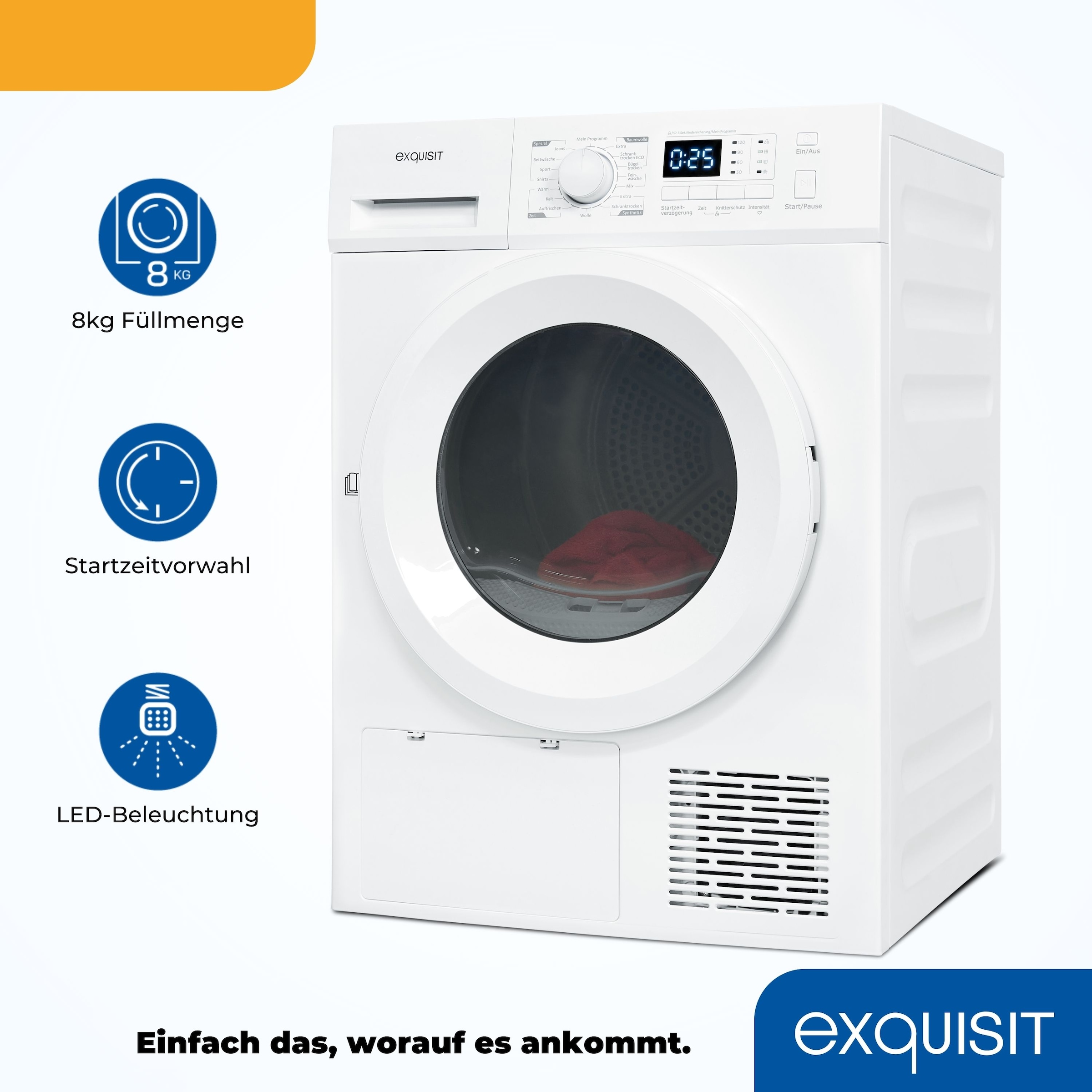 exquisit Wärmepumpentrockner »TWP1001-030D weiss«, 10 kg Füllmenge, 16 Programme, Startzeitvorwahl, Kindersicherung