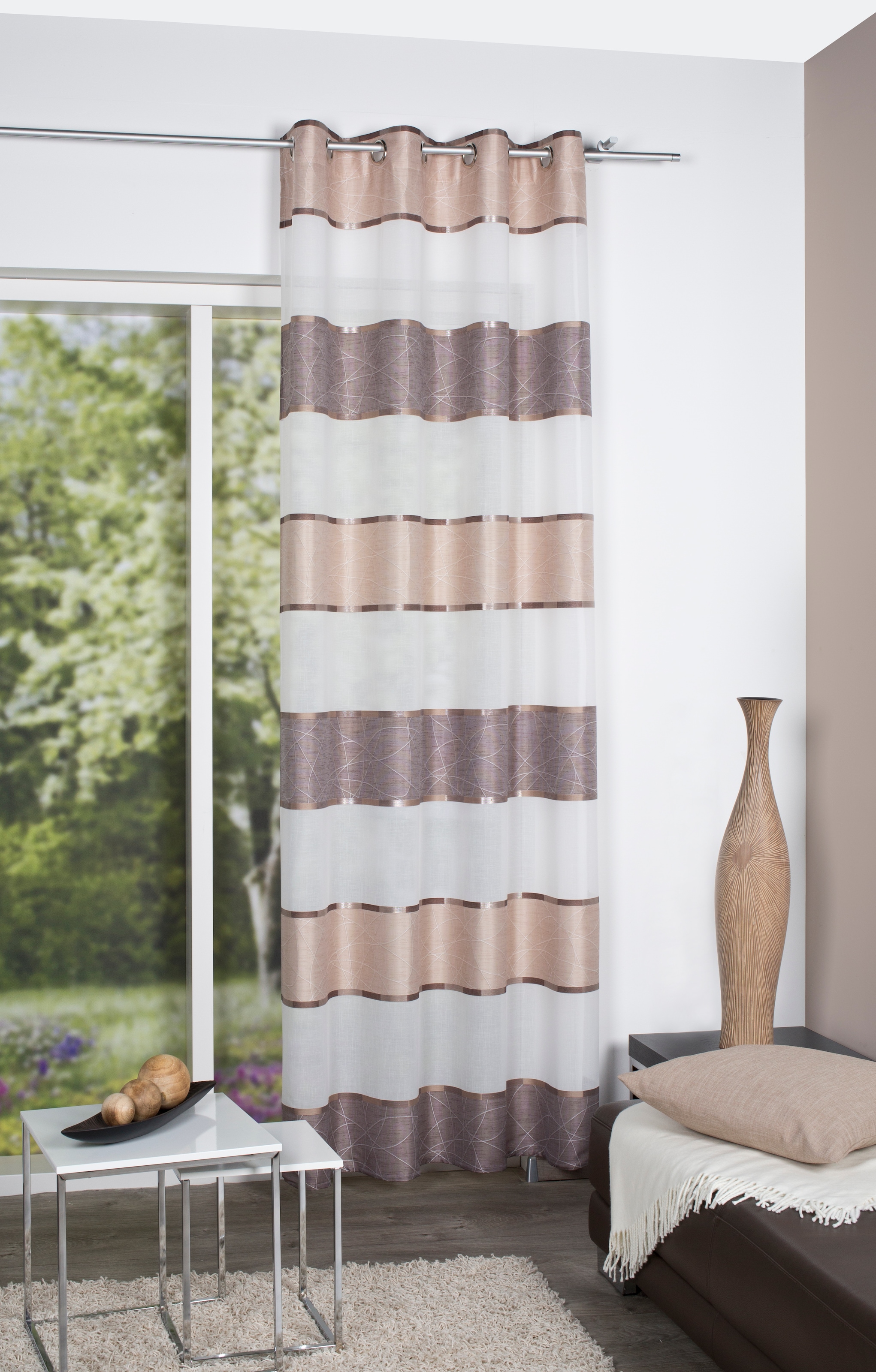 HOME WOHNIDEEN Vorhang "WALTER" Ösen 1 Stk. tlg. Ösenschal WALTER Querstrei günstig online kaufen