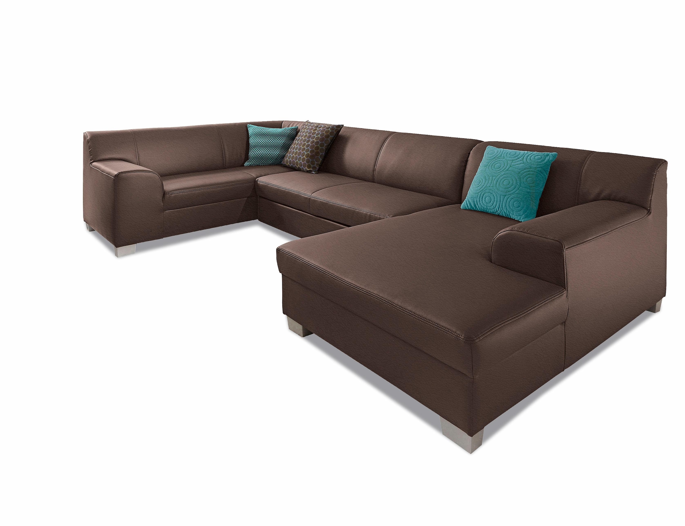 DOMO collection Wohnlandschaft »Amando in vielen Bezugsvarianten, auch in Leder, komfortabel, U-Form«, wahlweise mit Bettfunktion, fester Sitzkomfort, frei im Raum stellbar
