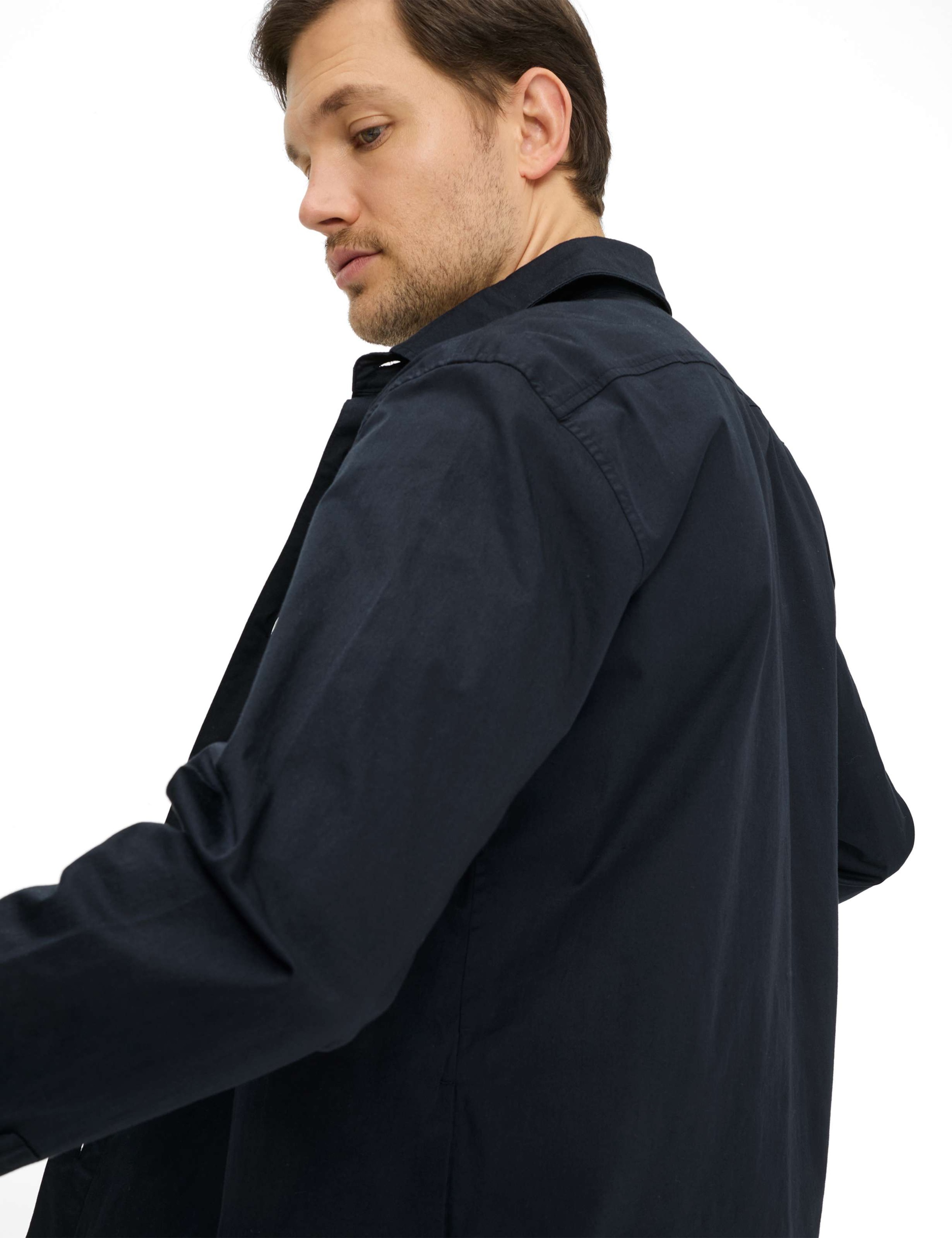 BRAX Style KAY Long Sleeve Shirt Men Navy Size S 3